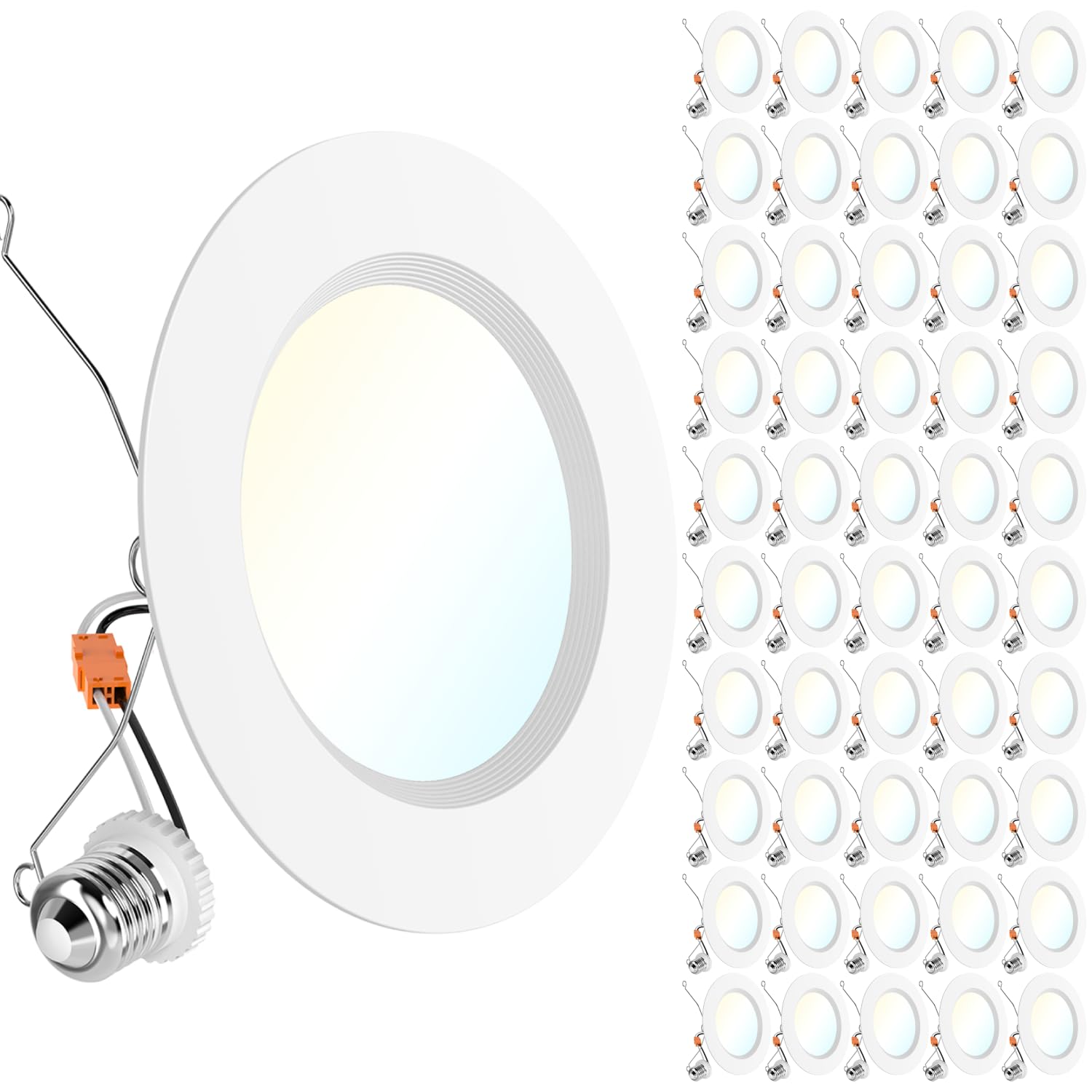 Sunco 50 Pack 6 Inch LED Recessed Light Retrofit, Can Lights for Ceiling, 1700 LM High Brightness, Selectable CCT 2700K/3000K/40