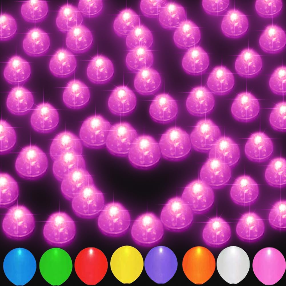 JJGoo LED Balloon Light, Waterproof Mini Round Balls, 100pcs, Pink