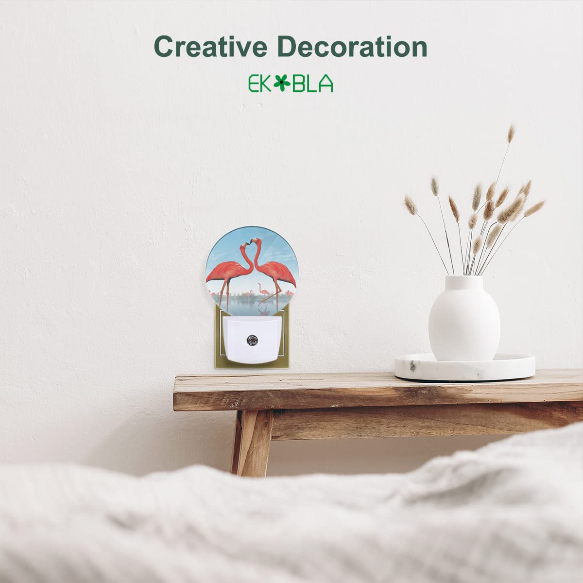 Ekobla Summer Night Light Flamingo Birds Watercolor Pink Night Lights Plug Into Wall Gifts For Boys Girls Women Men, Indoor Home