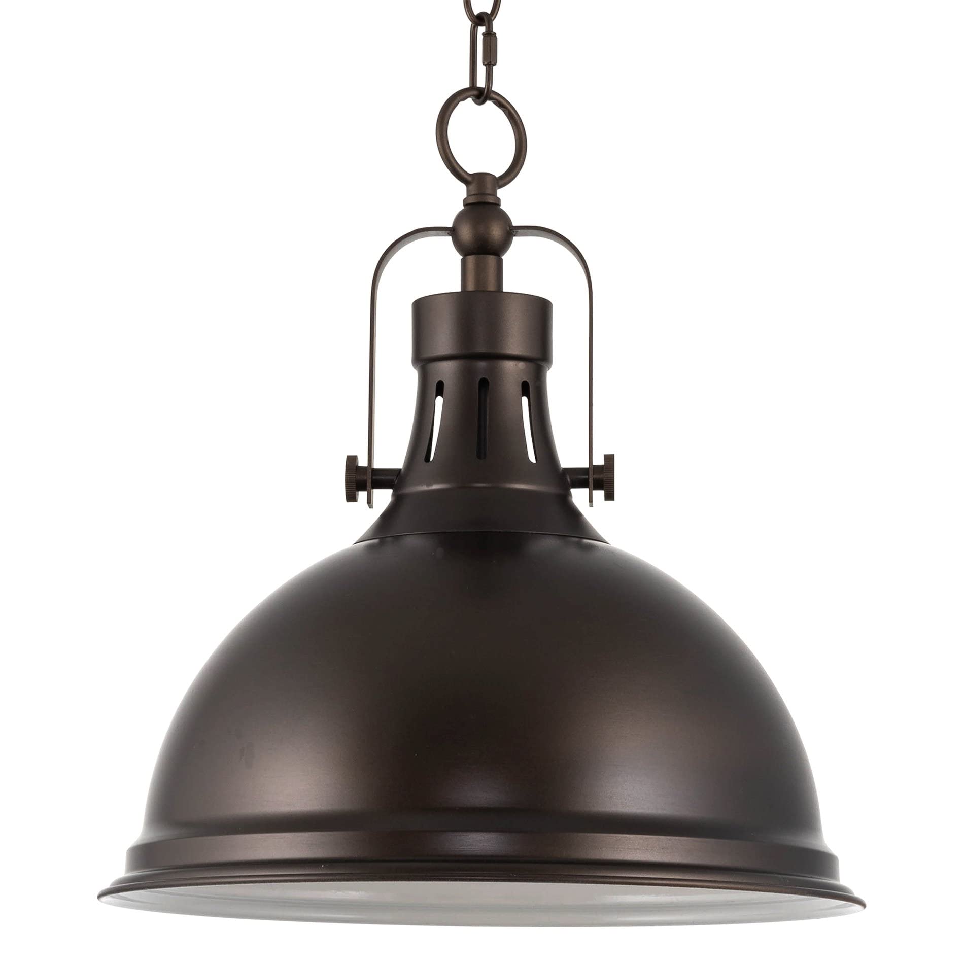 Kira Home Belle 14in Industrial Pendant Light, Adjustable Height, Oil Rubbed Bronze, Metal, Model RVY-CP6344-1-OB