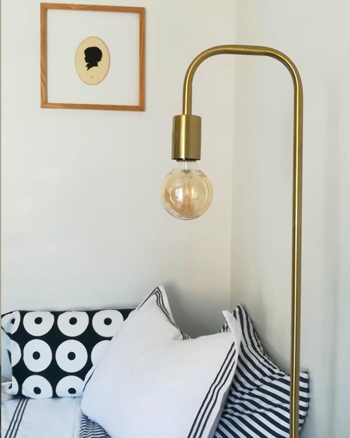 Oneach Industrial Floor Lamp - 63.75'' Antique Brass Gold, Minimalist Design for Living Room, Bedroom, Office - Model AMZ-F2016-GL