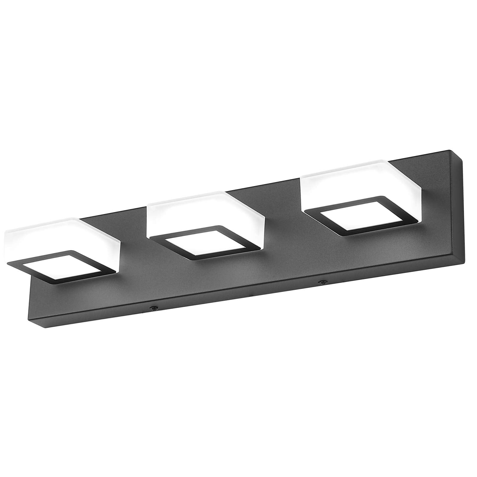 Ralbay 3-Light Dimmable Bathroom Vanity Light, Matte Black, Acrylic & Stainless Steel, Model D-8590-3T-Black