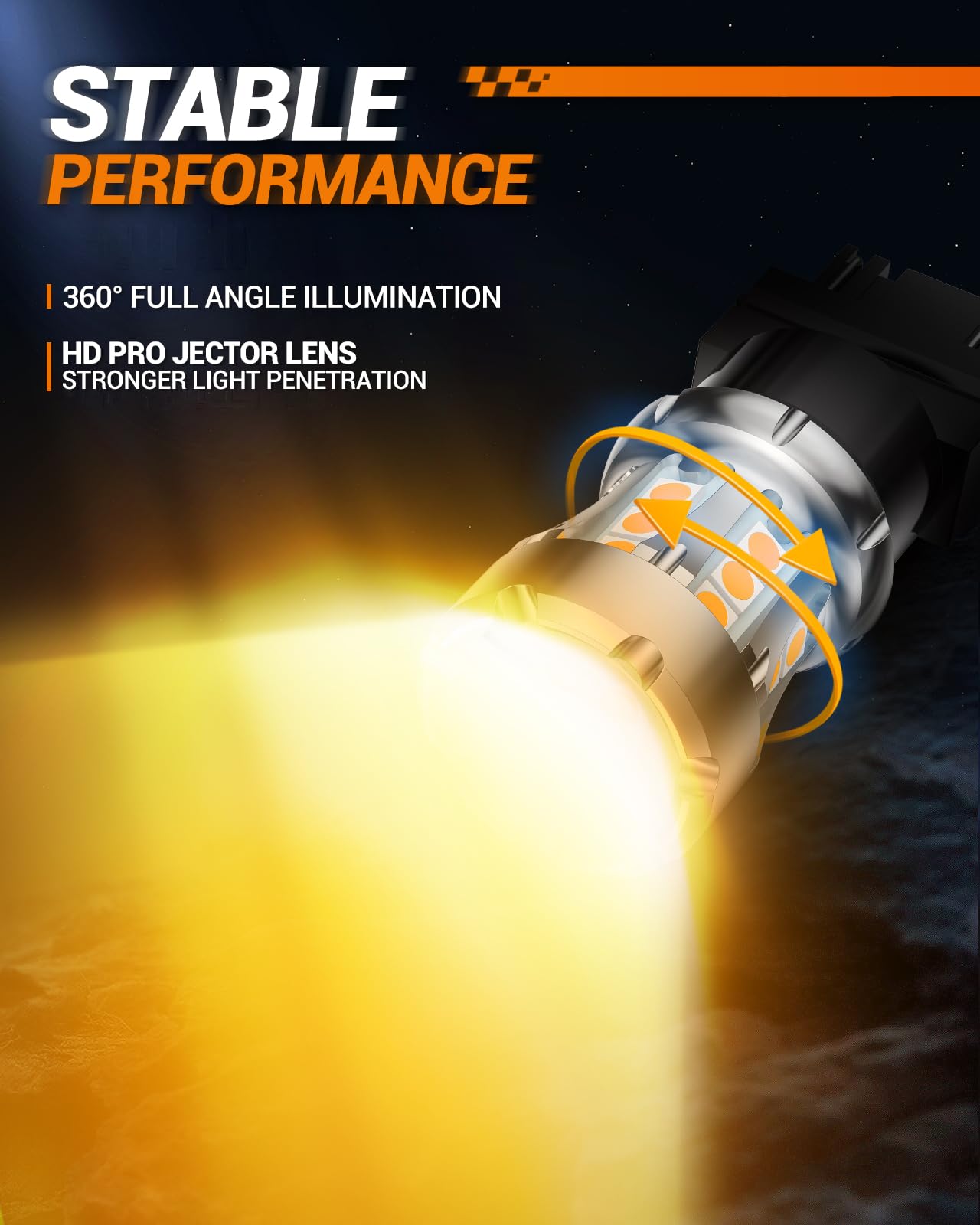 SEALIGHT 3157 LED Turn Signal Bulbs, 600% Brighter, Amber Yellow, 2 Pack