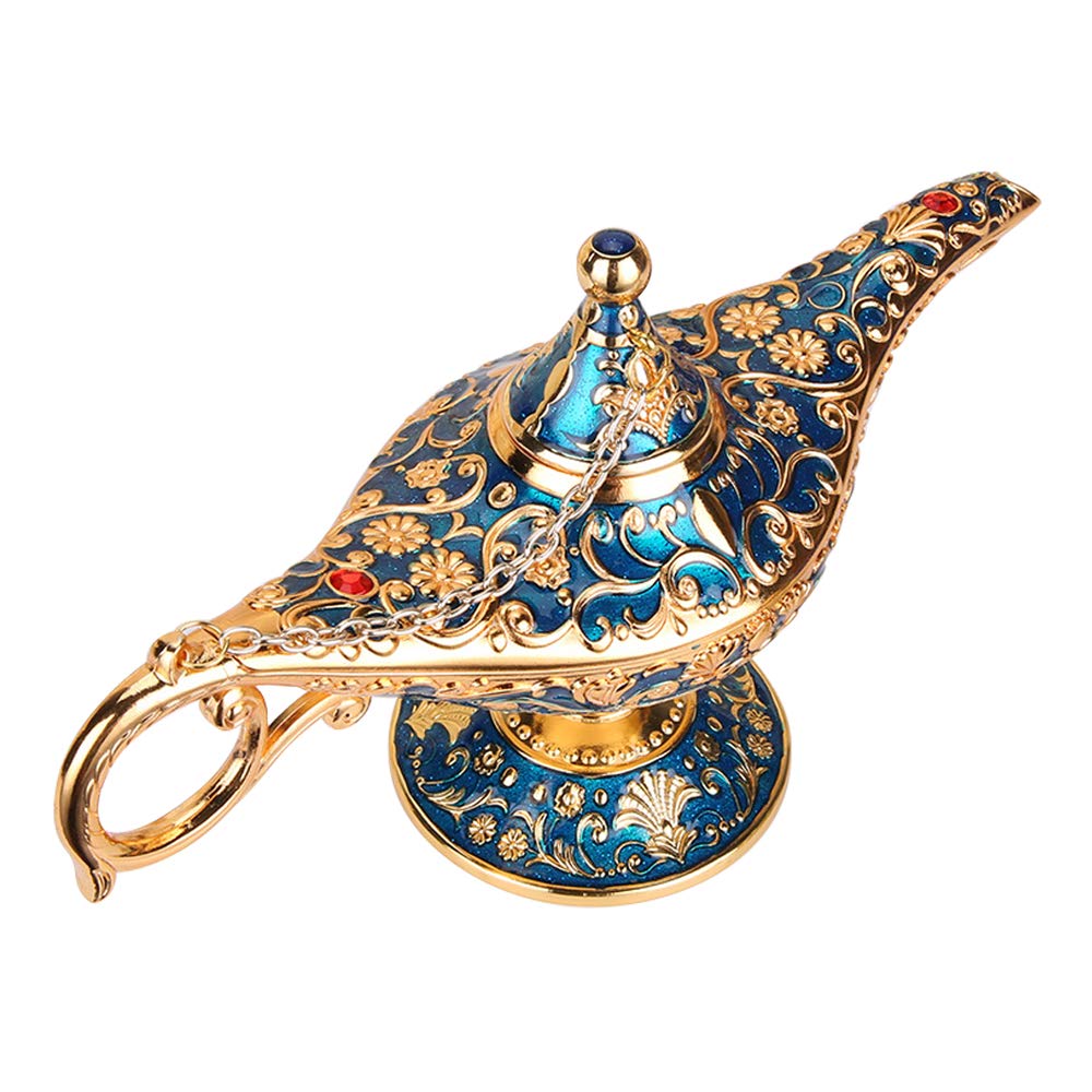 Anqia Vintage Aladdin Genie Lamp - Zinc Alloy Decor, Blue, 10 Arabian Jewelry Box For Home Party & Wedding