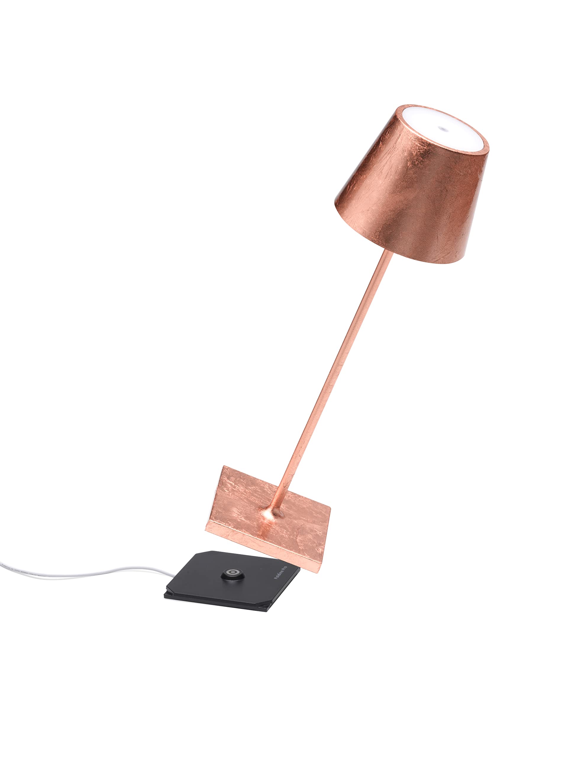 Zafferano Poldina Pro Cordless Table Lamp, Touch Control, Dimmer, 14.9in Height, Copper Leaf, Model LD0340RFR4
