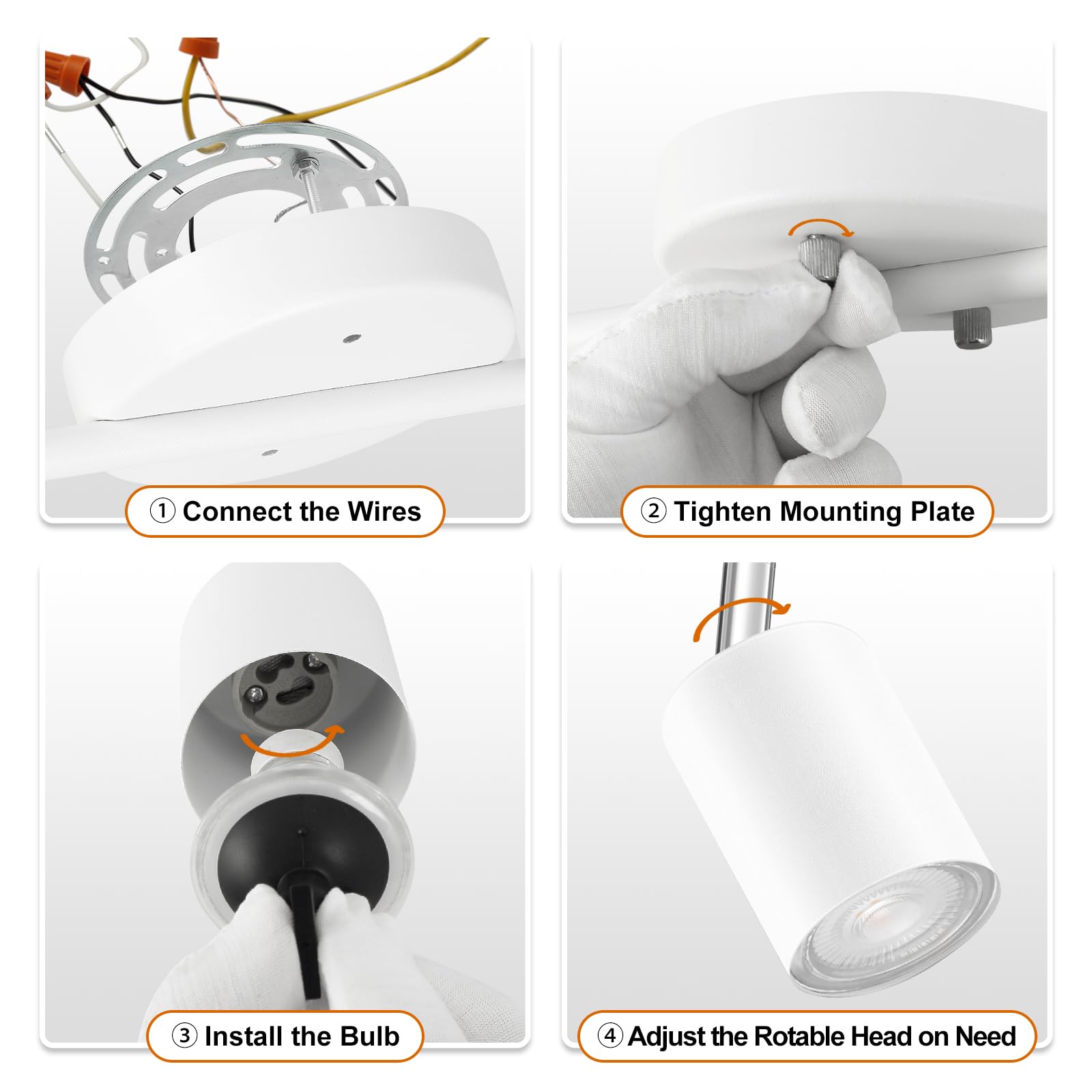 Boostarea Led 2 Light Track Lighting Kit, White 2 Way Ceiling Spot Lighting, Flexibly Rotatable Light Head For Kitchen, Living R