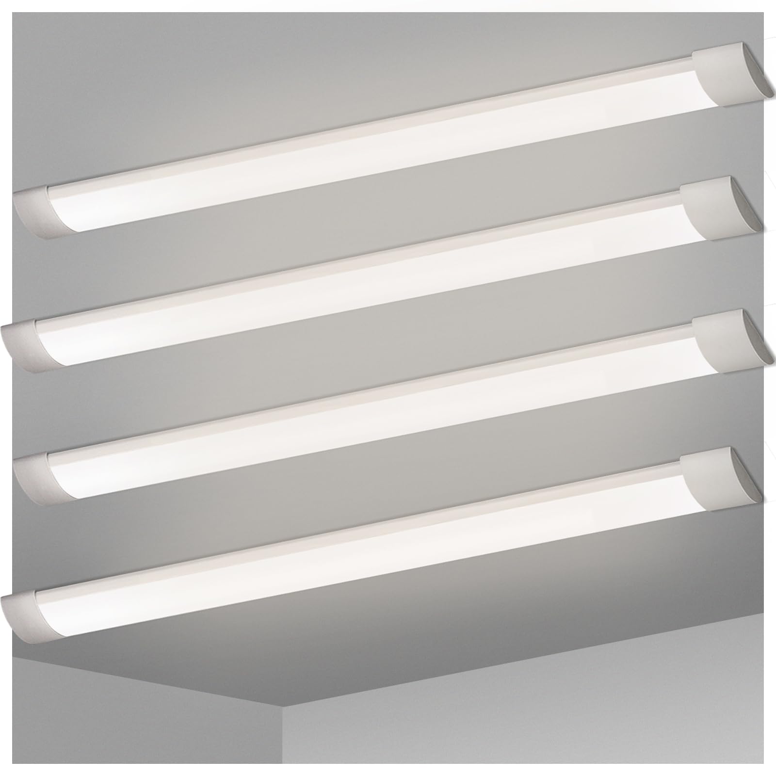 Kilipol 5Ft Led Batten Light, Ceiling Surface Mounted Slim Led Tube Lights, 50W 4000K Neutral White For Office, Shop, Garage, Ho