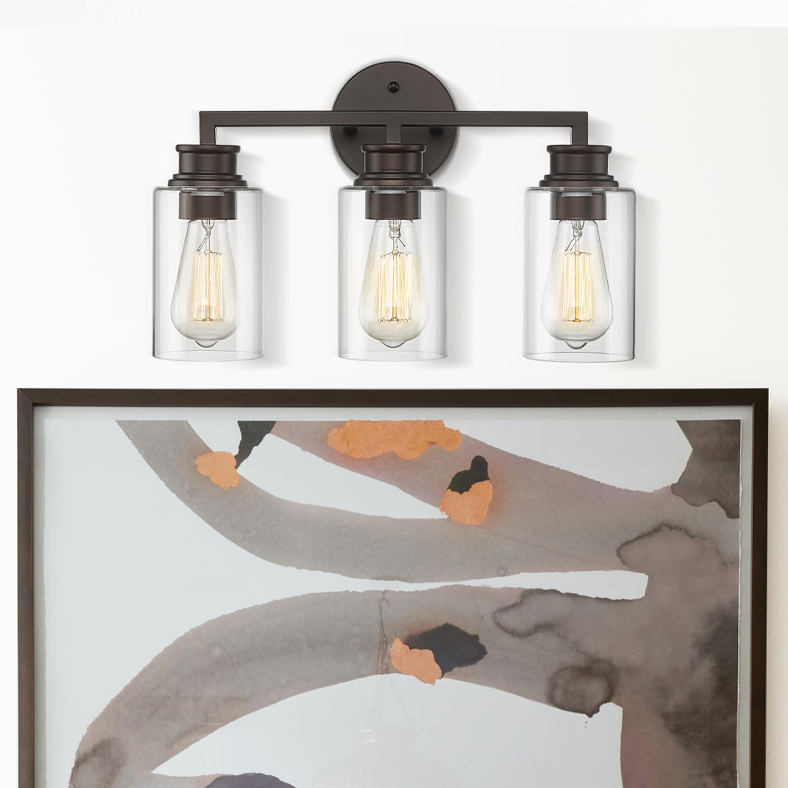 Emliviar 3-Light Oil Rubbed Bronze Vanity Light Fixture, Clear Glass Shade, Model YCE253B-3W ORB