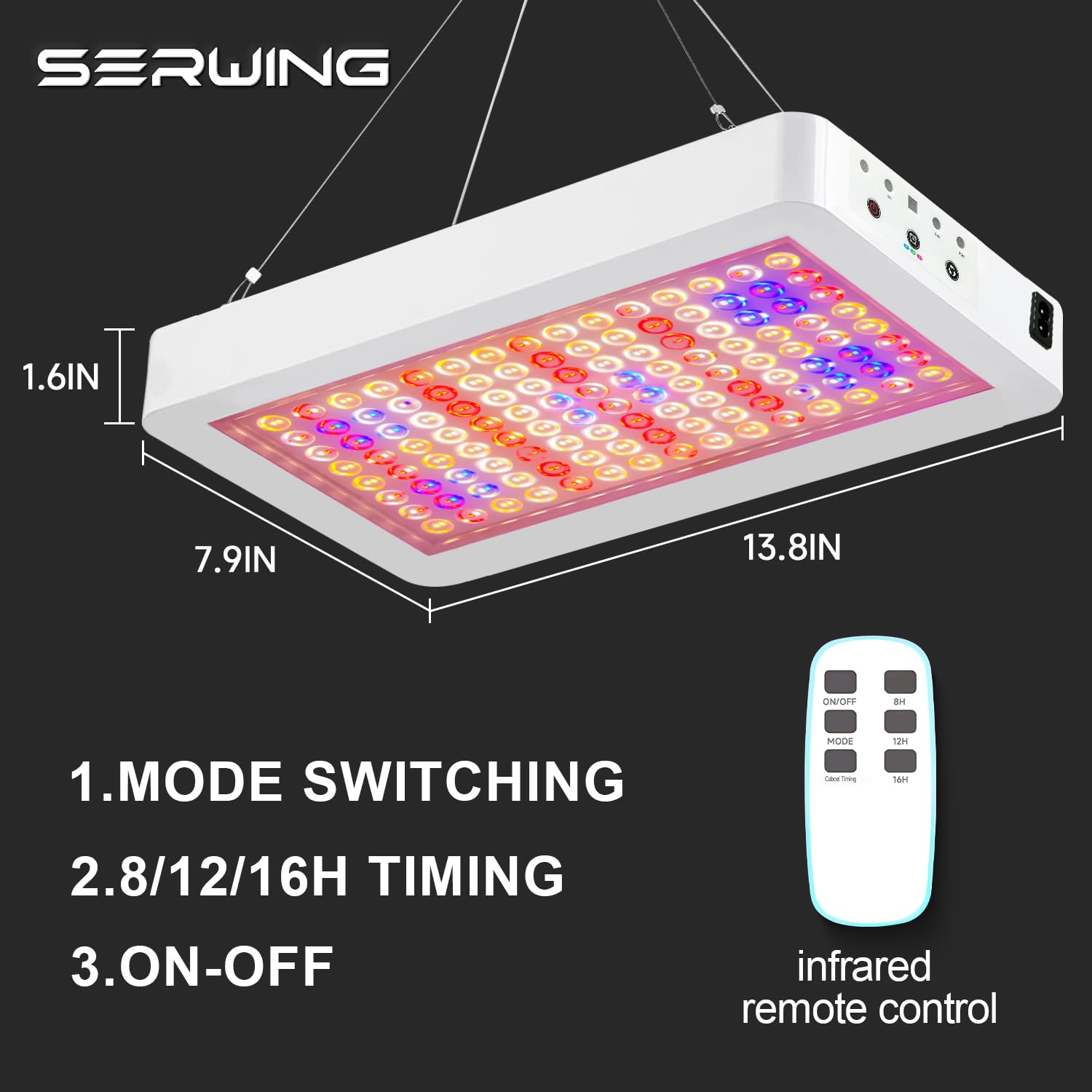 SERWING LED Grow Light Full Spectrum with Veg & Bloom Switch A1000W Color: A1000W, Remote Control for Hydroponic Indoor Plants