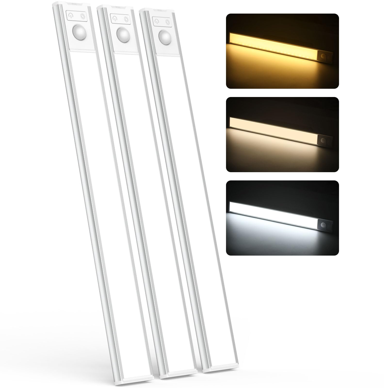 MoKo Under Cabinet Lighting, 48 LED Wireless Motion Sensor Light Indoor with 3 Color Temps, 2500mAh Rechargeable Motion Activate