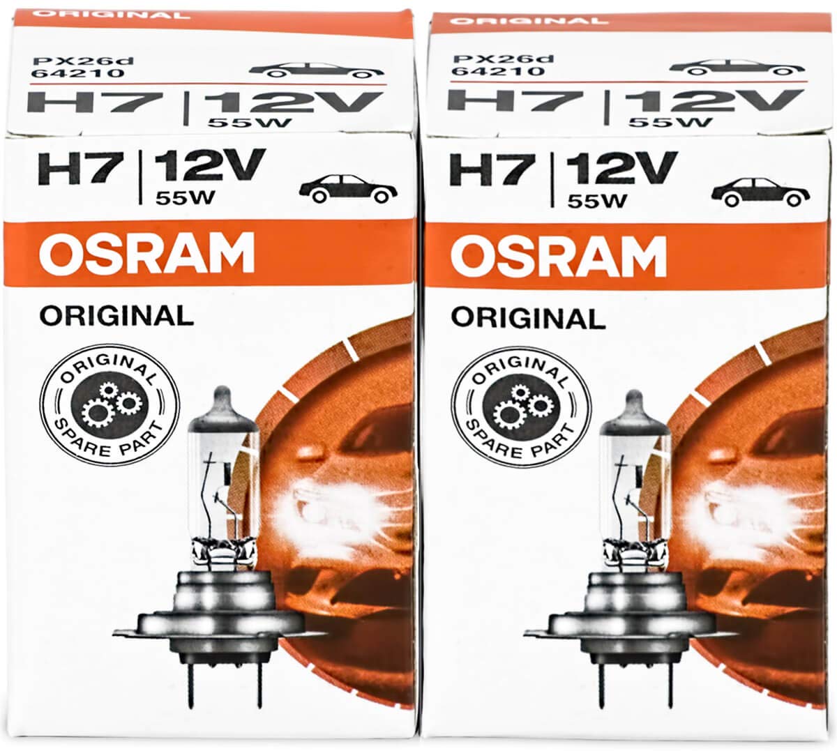 OSRAM H7 Halogen Bulbs 12V Original Line Clear Headlight Lamps Model 64210