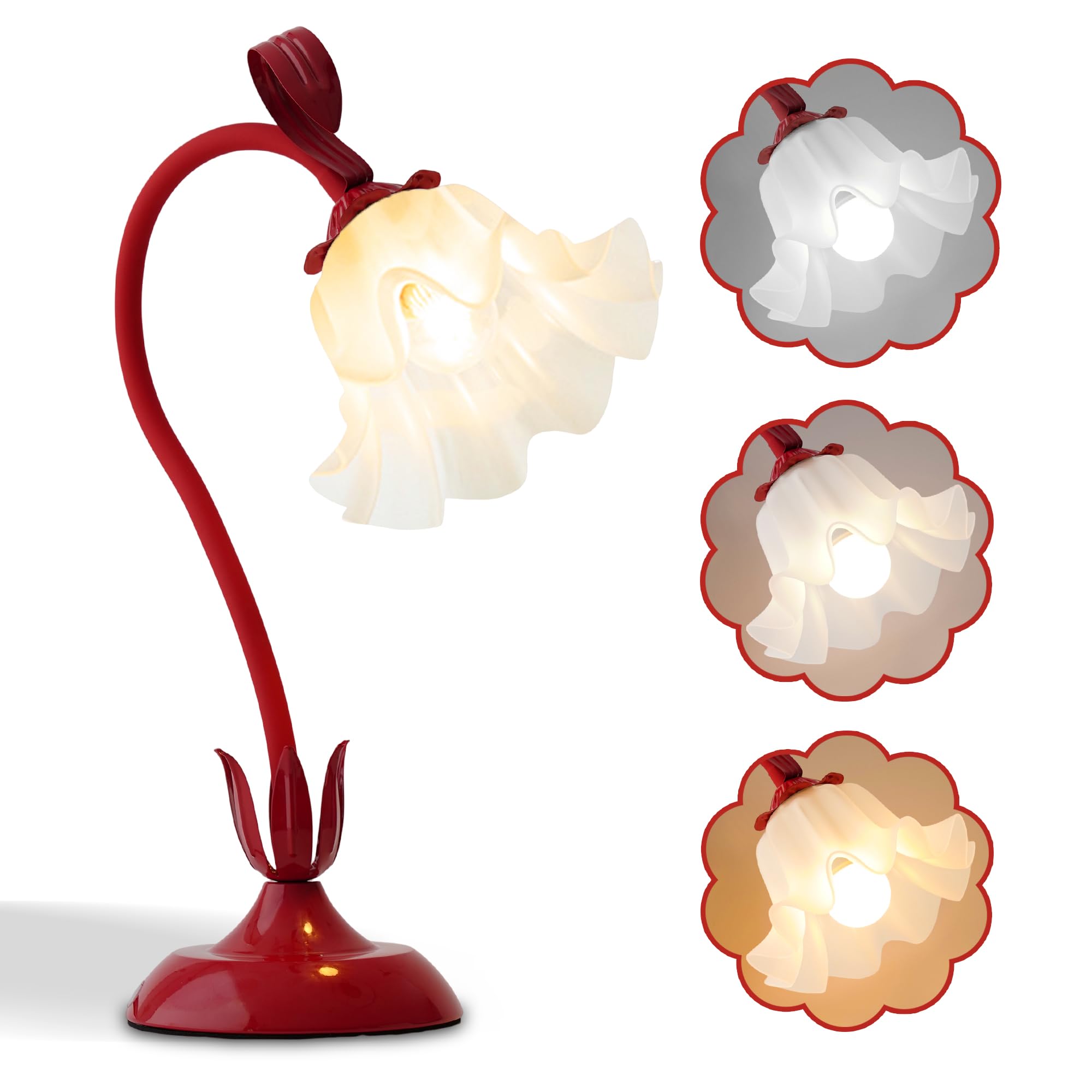 AQDZCNF Flower Table Lamp,LED Reading Light Bedside Vintage Flower Night Light,3 Colors Modes Kawaii Bedside Lamps Decor,Living 