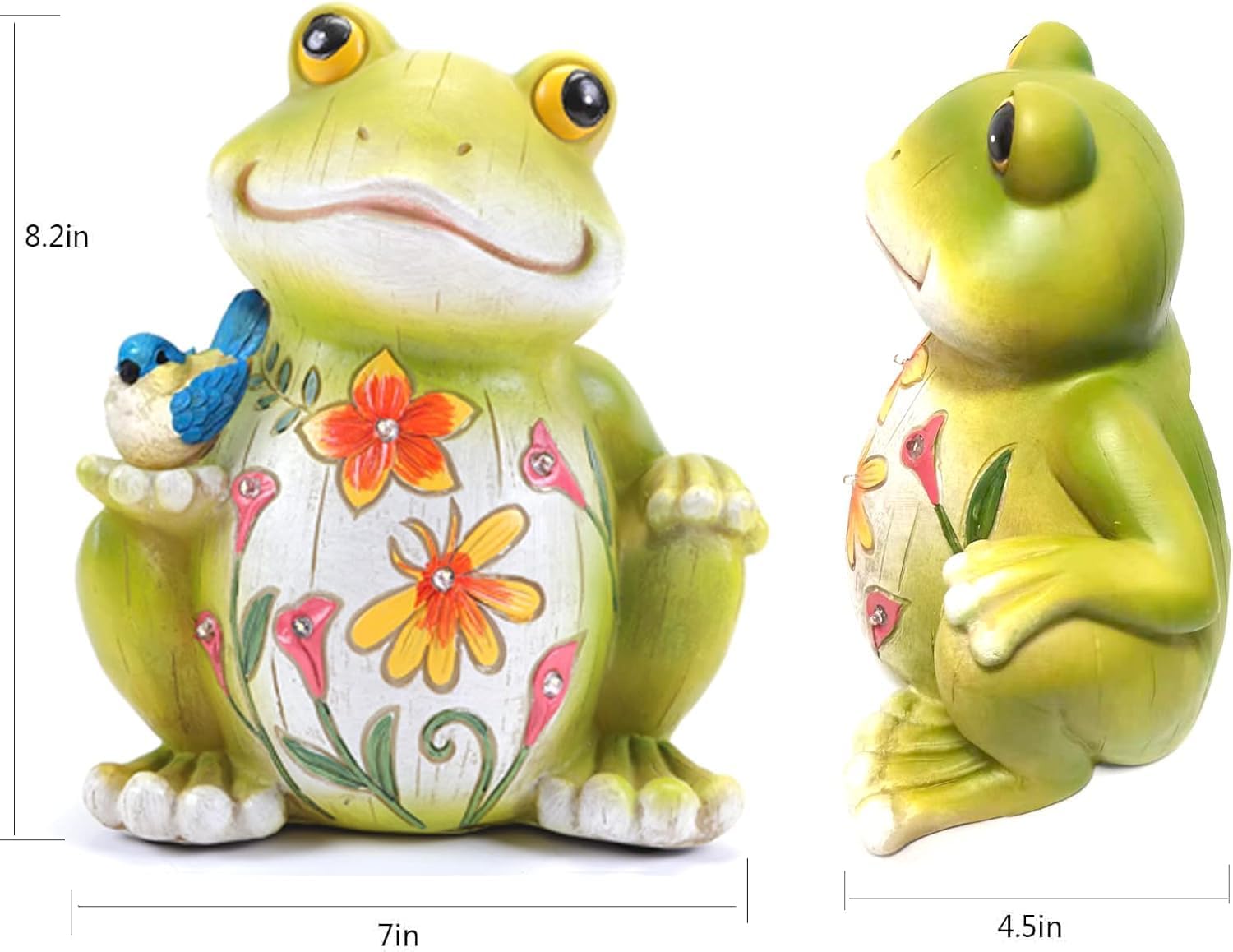 Ivcoole Outdoor Frog Sculpture - Solar Resin Garden Statue, Medium Large, Yellow, Perfect For Home, Patio, Lawn, And Porch Decor