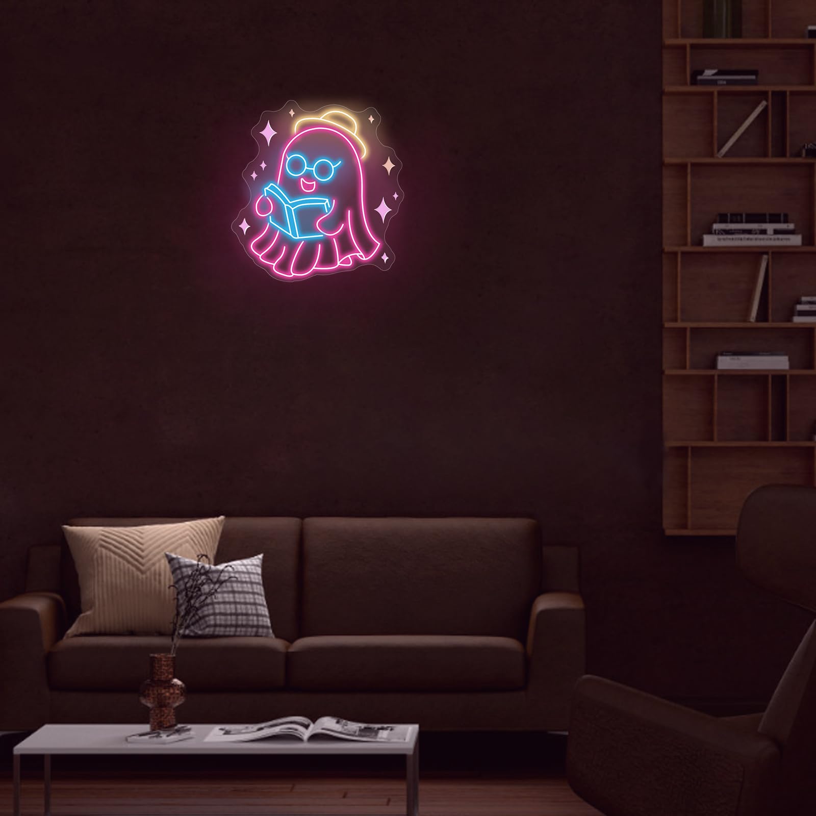 Ghosts Reading Neon Sign Spooky Boo Reading Sign  Ghosts Reading Sign  Spooks Reading  Book Lover Gift  Bookworm Room Decor  Back To School  13.8X13.2