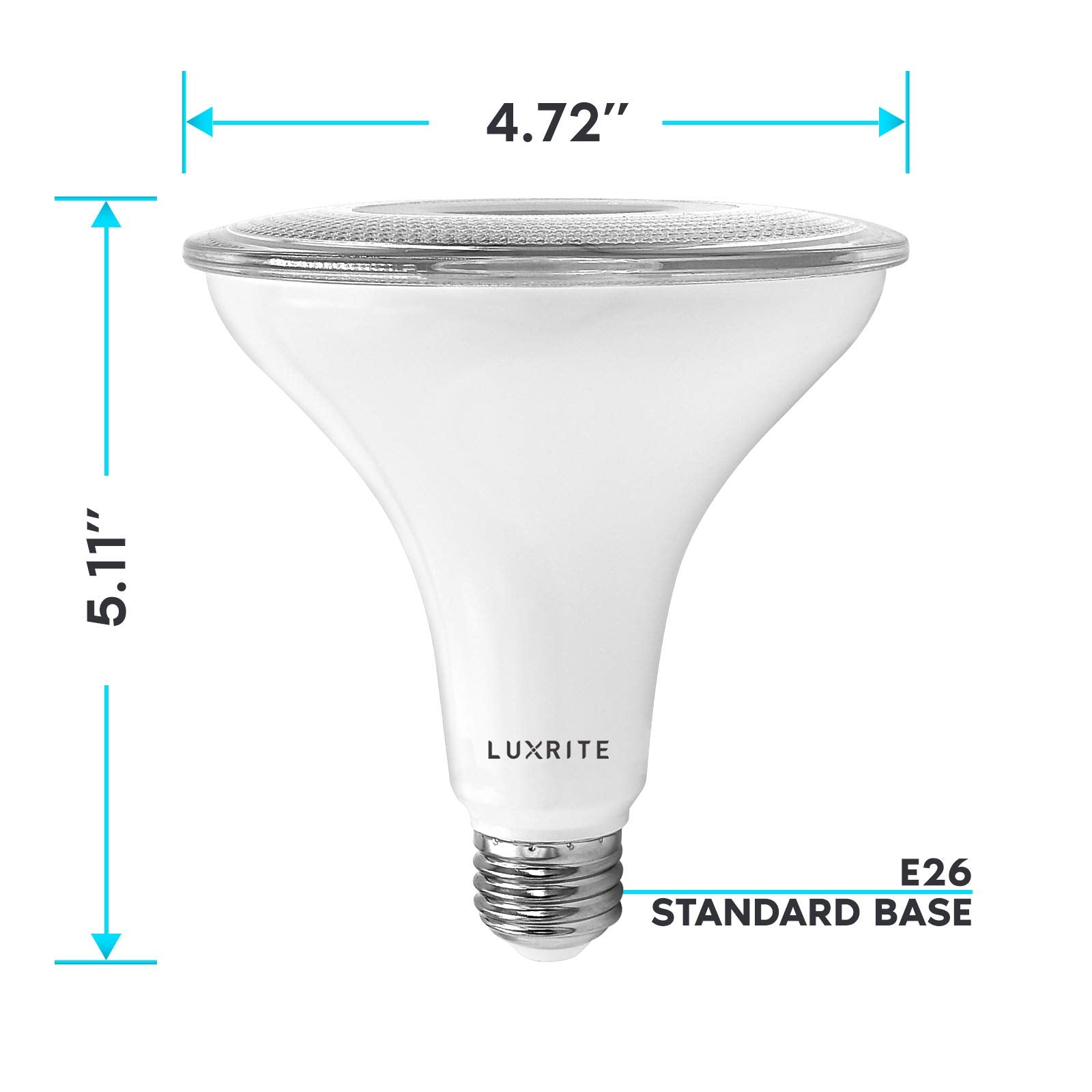 LUXRITE PAR38 LED Outdoor Flood Light Bulbs, 120W Equivalent, 1250 Lumens, 5000K Bright White, 4 Count, Dimmable, E26