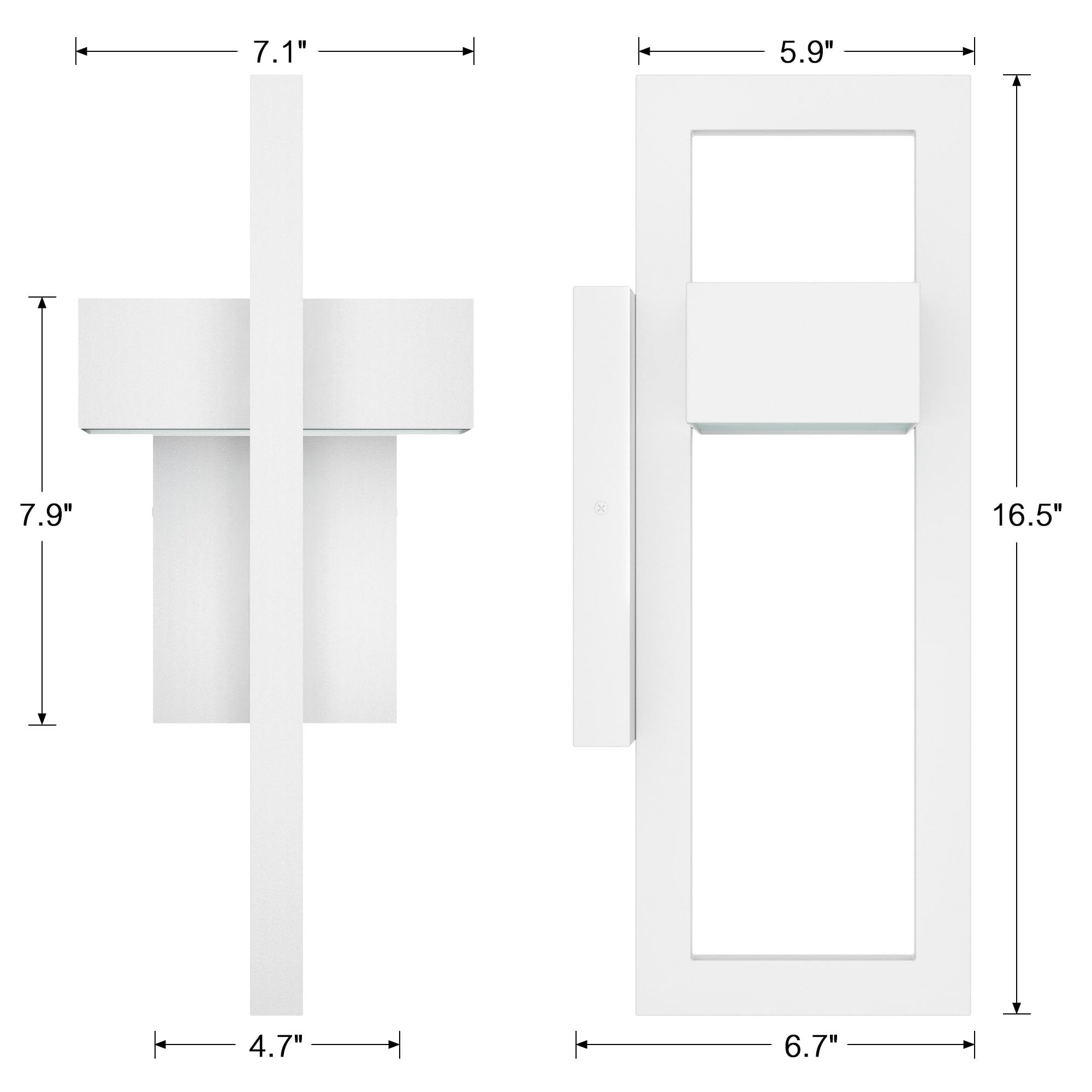 LamQee Modern Outdoor Wall Lights, 3000K LED, 2 Packs, Matte White, Model 06FTL0247, Contemporary Wall Mount Sconces for Porch, Garage