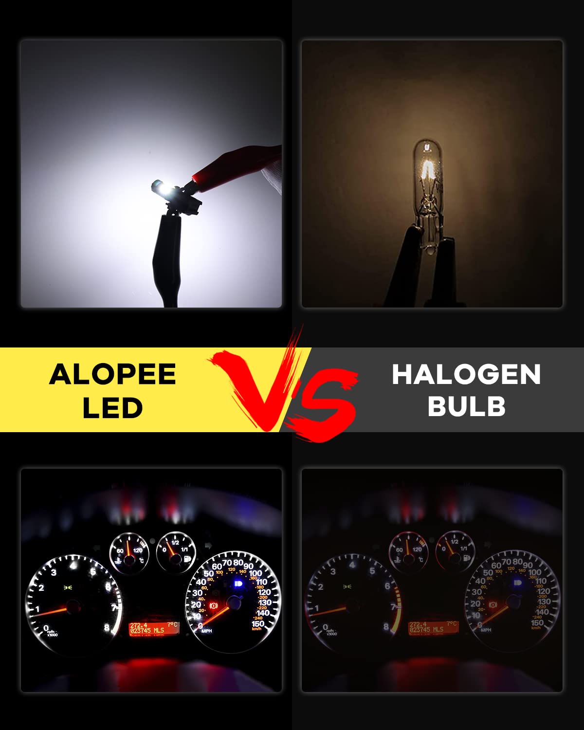 Alopee T5 Led Bulbs, White 74 Led Bulb, 2721 Led Bulb For 73 37 2721 Car Dash Instrument Panel Gauge Cluster Indicator Light Door Light 3Pcs 3030 Chips, Dc 12V, Pack Of 10