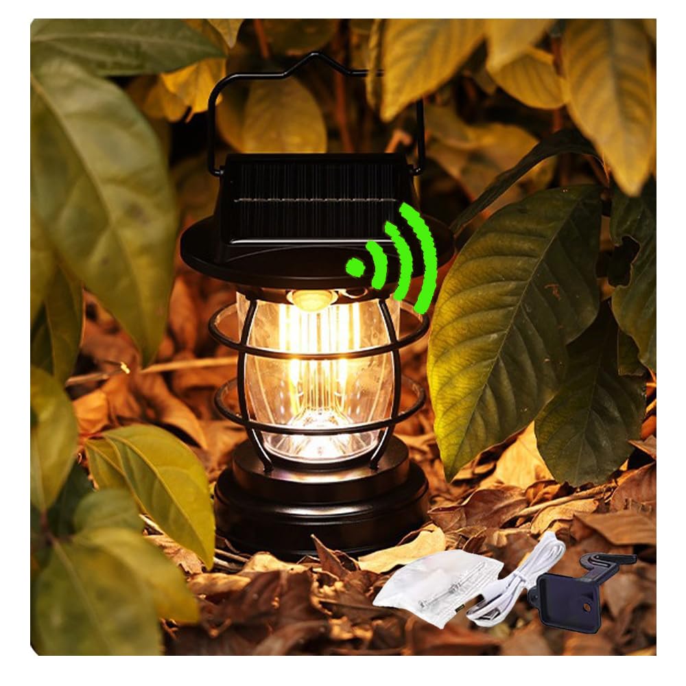 Solar Camping Lights Hanging Hooked Tent Lantern Outdoor USB Rechargeable Bulb Lamp Sensor with Clip Hook Keychain 4 Lighting Mo