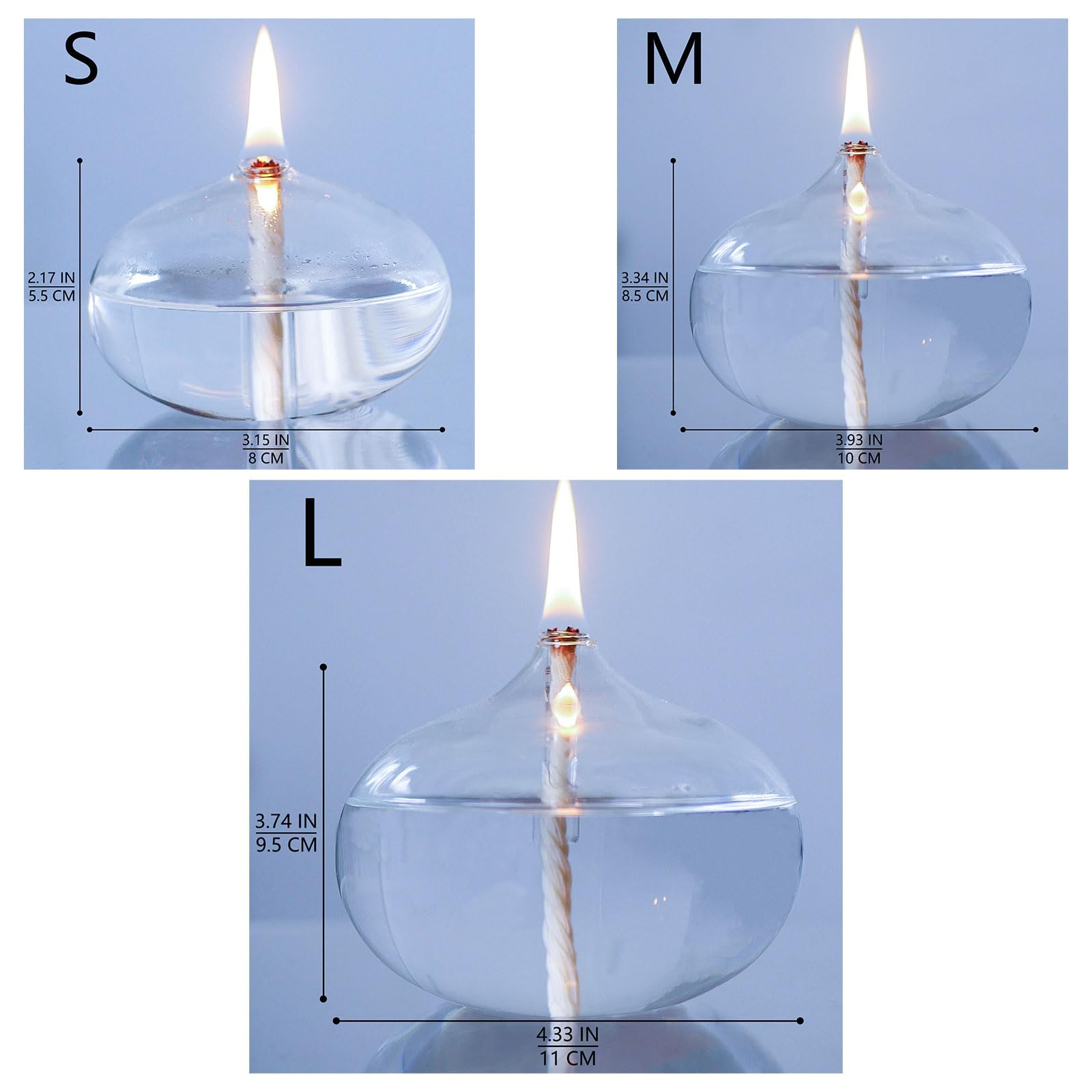 Gxfccyxt Oil Candles For Indoor Use -Set Of 3 Refillable Liquid Petite Oil Lamp - Sturdy Borosillicate Glass Oil Candle