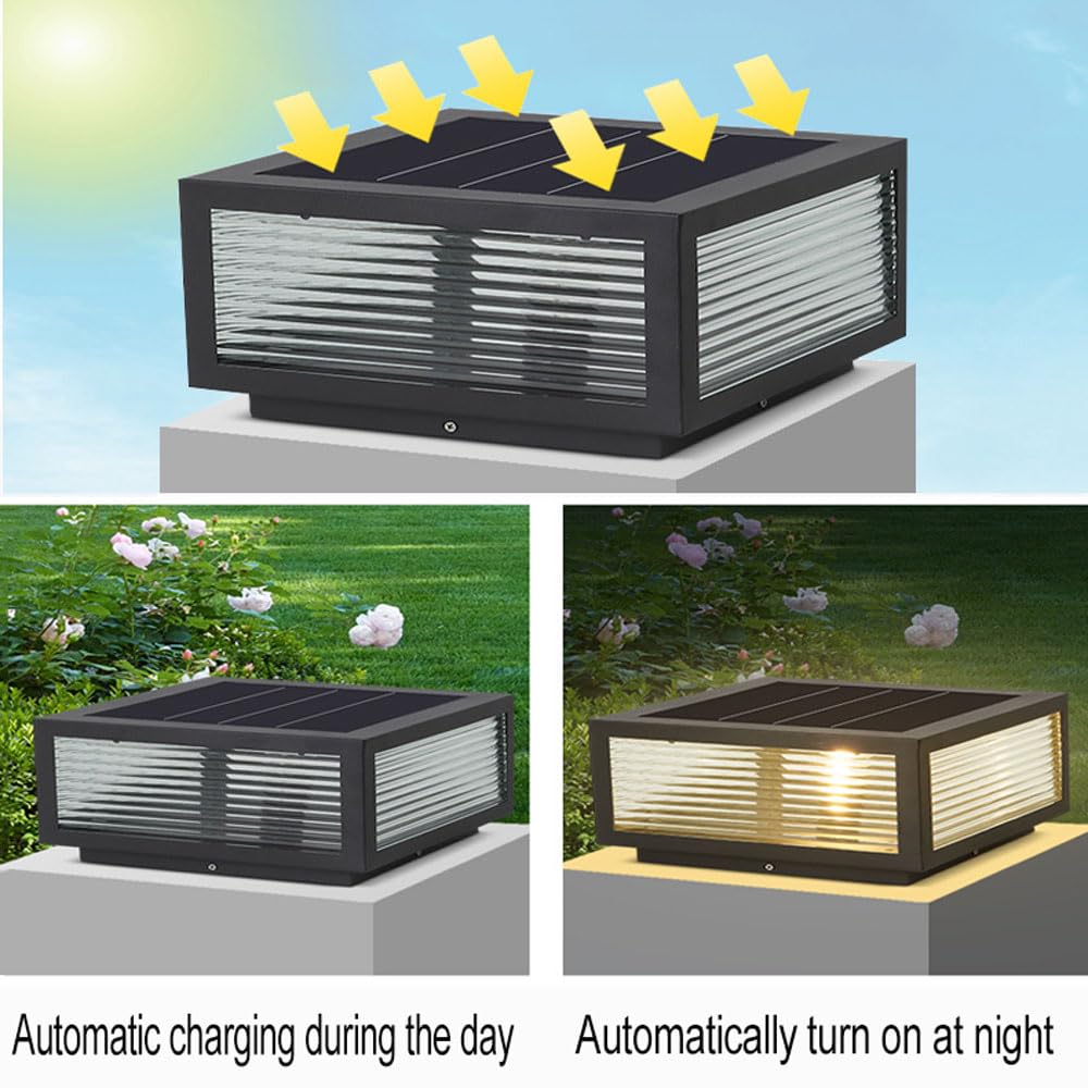 Dahgeo Solar Outdoor Post Light - Modern Waterproof Aluminum Column Light For Patio & Garden