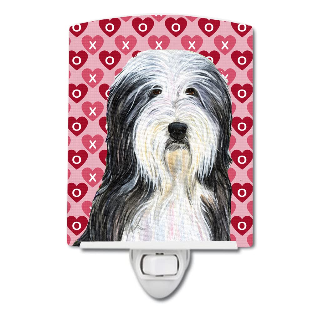Carolines Treasures Ceramic Night Light Bearded Collie Hearts 6x4x3 Multicolor Model SS4497CNL