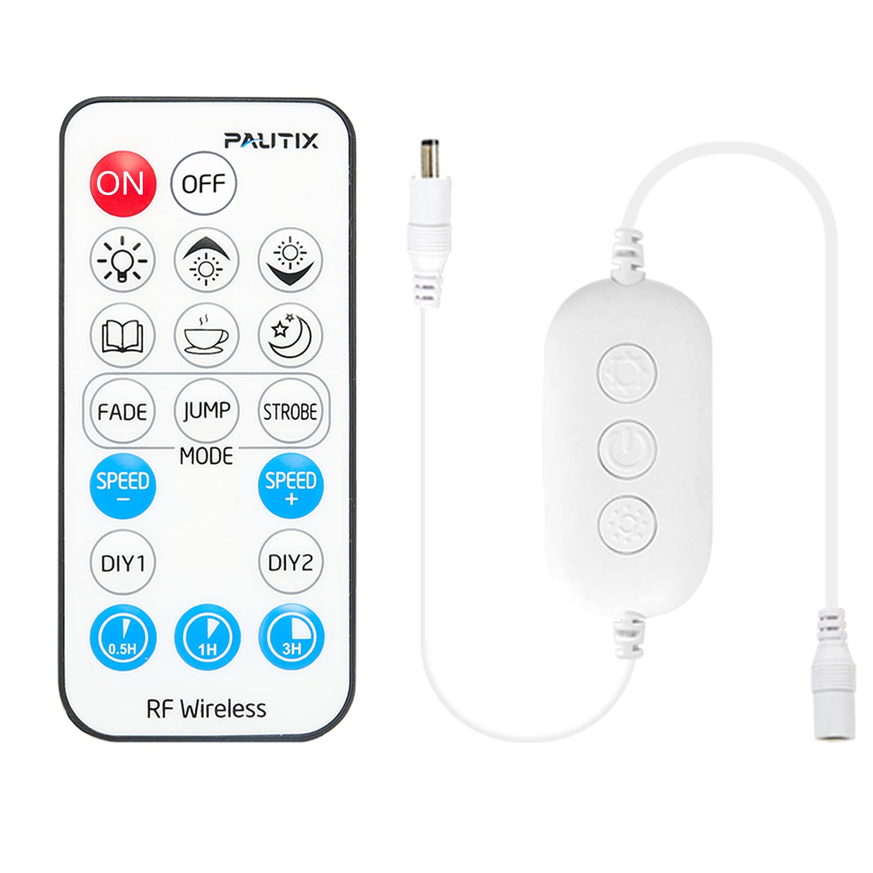 Pautix Rf Remote Dimmer For Led Strip Lights, 18-Key Wireless Remote, Dc 5-24V Control
