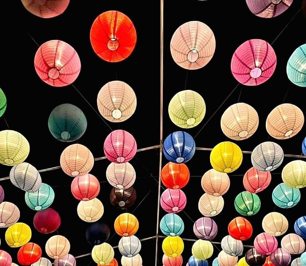 Pack Of 6 Round Paper Lantern Lamp Paper Lanterns Party Decorations (Baby Pink Blue Shade, 18'')