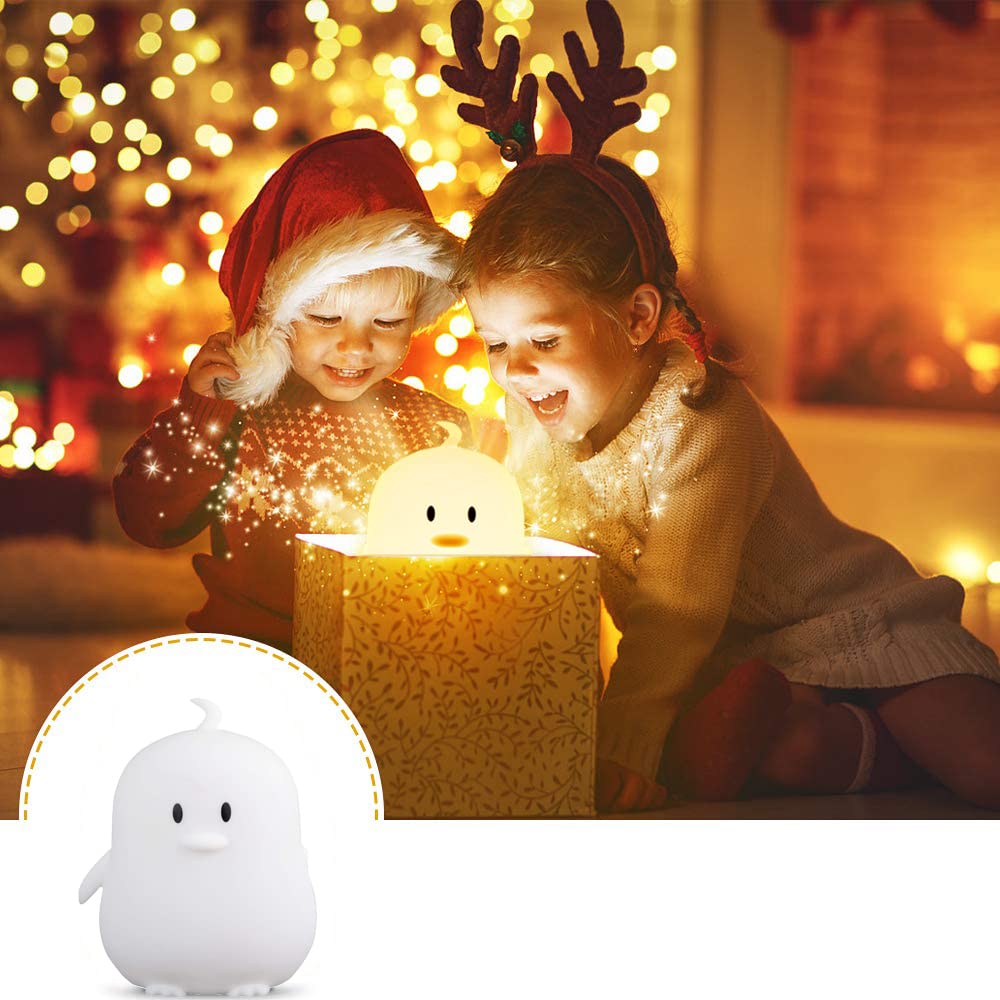 Wha&Darren Penguin Night Light, Kids Night Light, Silicone Nursery Light For Baby And Toddler, Squishy Night Light For Kids Room, Animal Night Lights, Kawaii Lamp, Cute Lamps For Bedroom