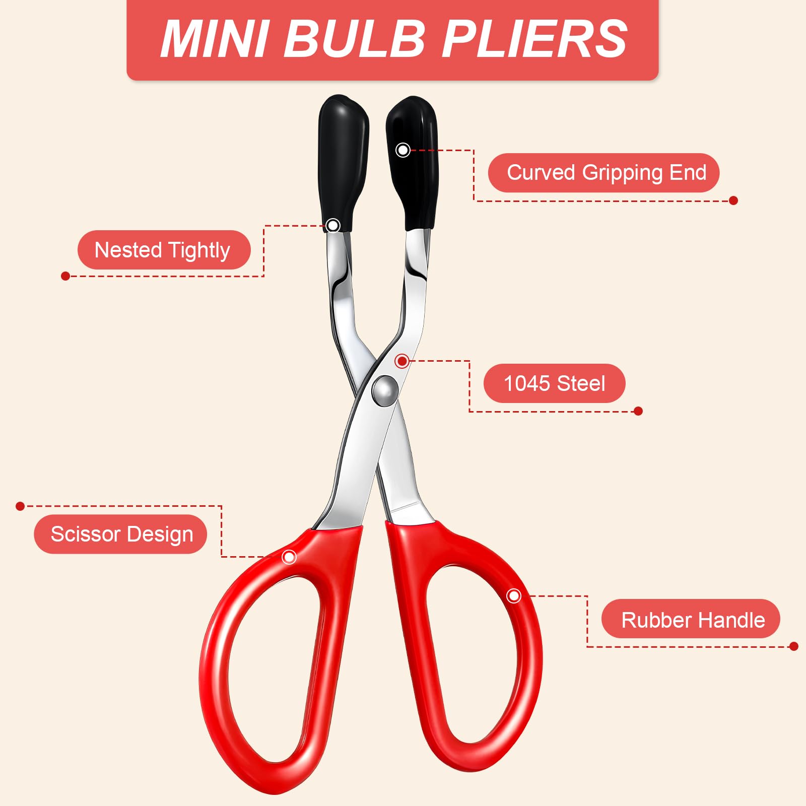 Mini Light Bulb Removal Tool Halogen Light Bulb Pliers, Car Dashboard Interior Light Bulb Extractor Tool, Broken Lightbulb Extractor Tool, Common To Removing Hard Reach Miniature Lightbulb(Red)