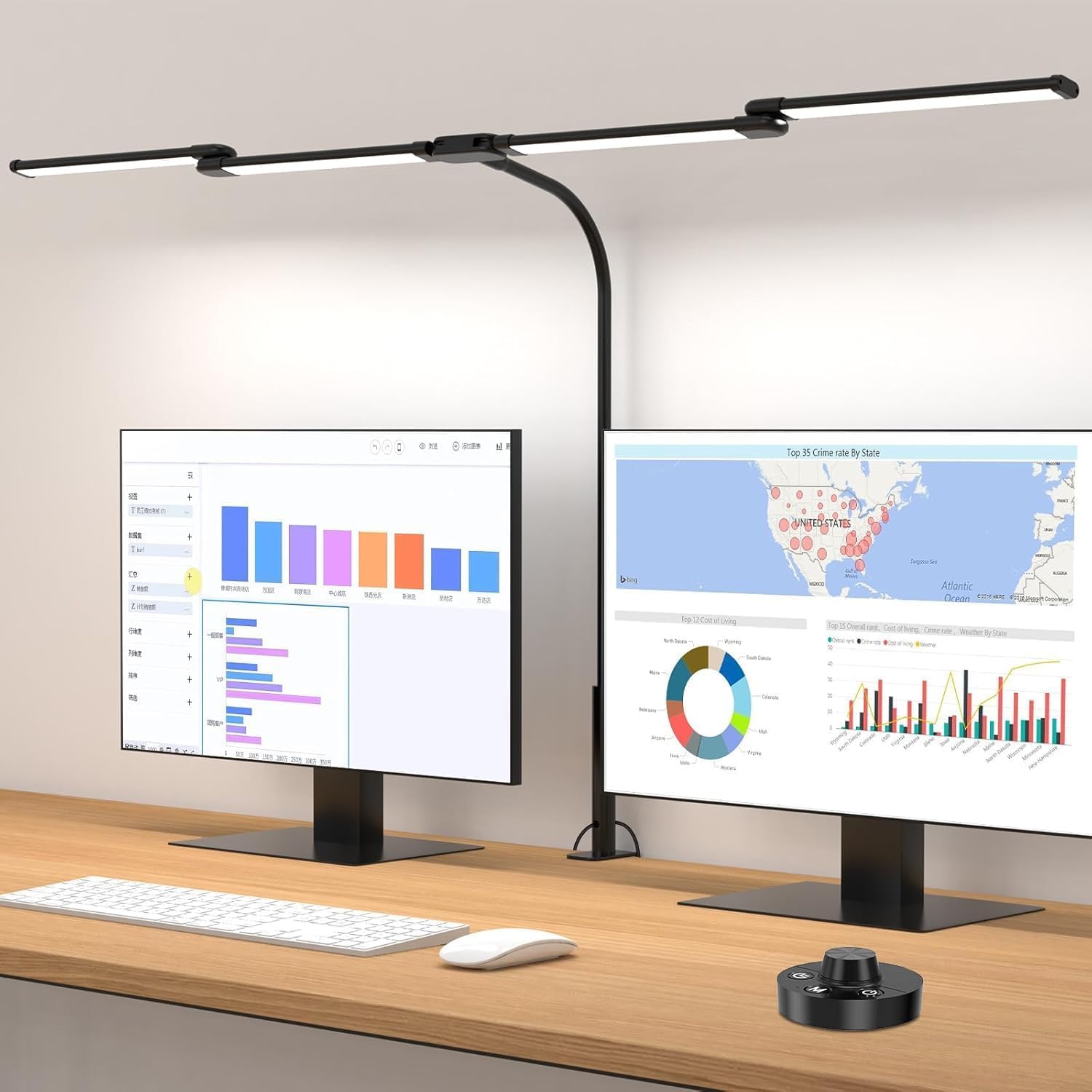 Aeropak Desk Lamp, Clamp Desks Lamps for Home Office, 24W Flexible Gooseneck Table Lamp, 10 Color Modes & Brightness Eye-Caring 