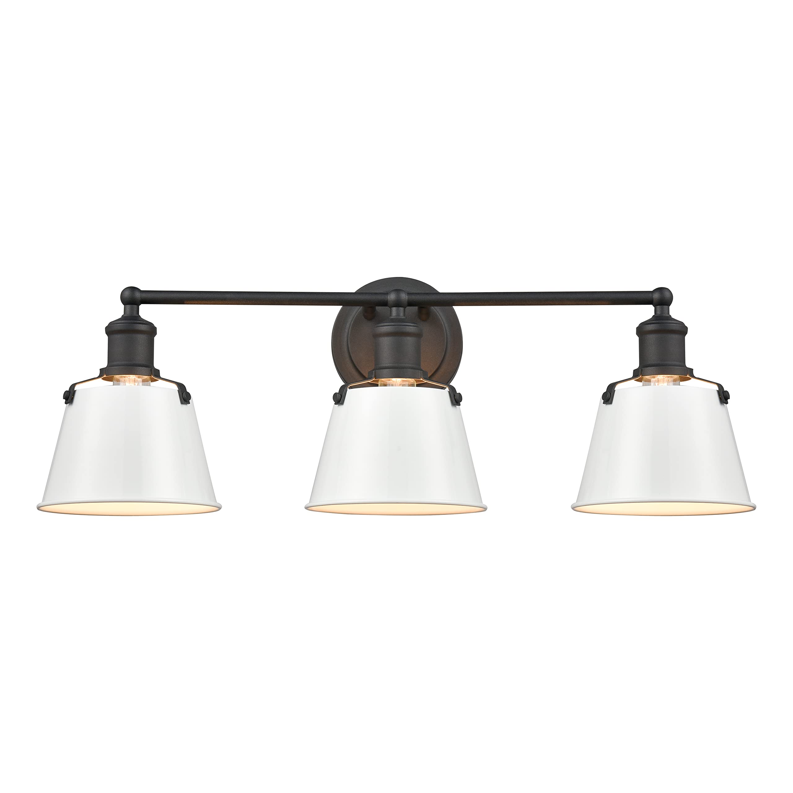 Elk Home 3-Light Vanity Light, Charcoal Finish & White Metal Shade, Traditional Style