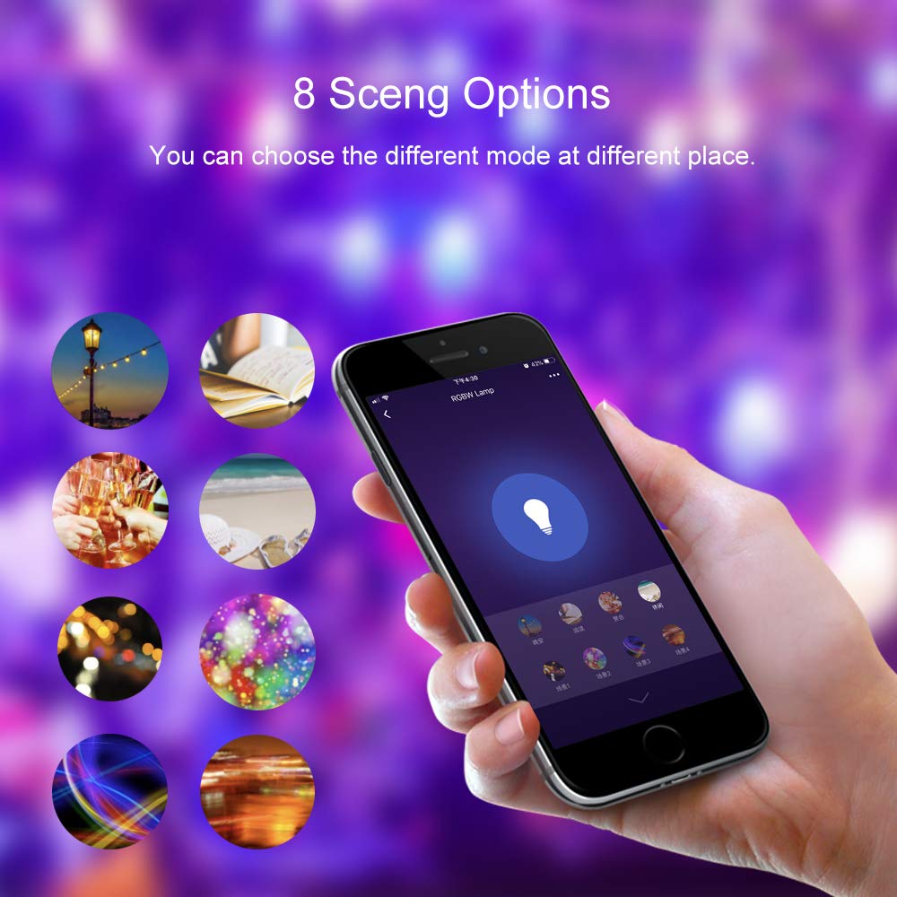 Dogain Smart Led Light Bulb, Wifi Color Changing, E12 Base, Dimmable, 4 Pack, Works With Alexa