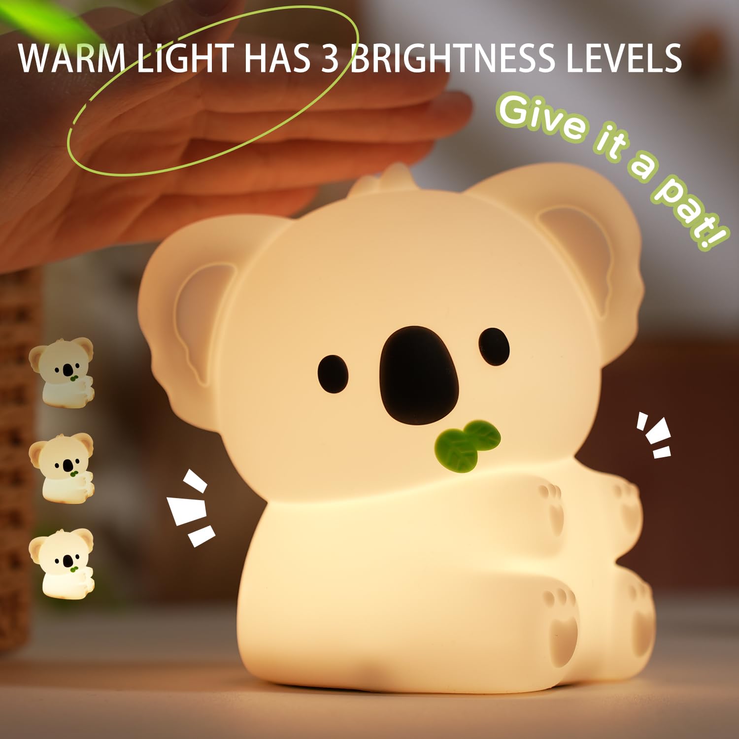 Myratts Koala Night Light, 7 Colors Dimmable Bedside Lamp, Touch Control Night Lamp with Timer for Kids Adults, Used for Camping