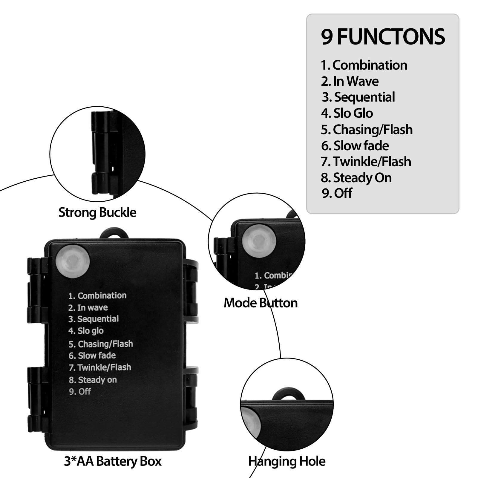 Filltown Battery Operated Christmas Lights, 33Ft 100 LED, Cool White, Remote Control, Auto Timer, Shatterproof, Waterproof, Black Wire