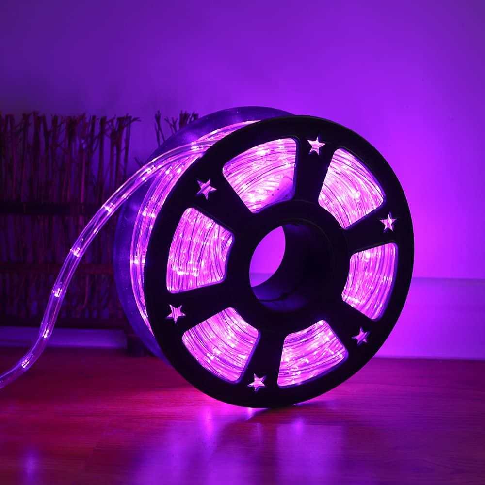 DINGFU 50ft LED Waterproof Rope Lights, Purple, PVC Tube and Copper Wire, Connectable Indoor Outdoor Lighting