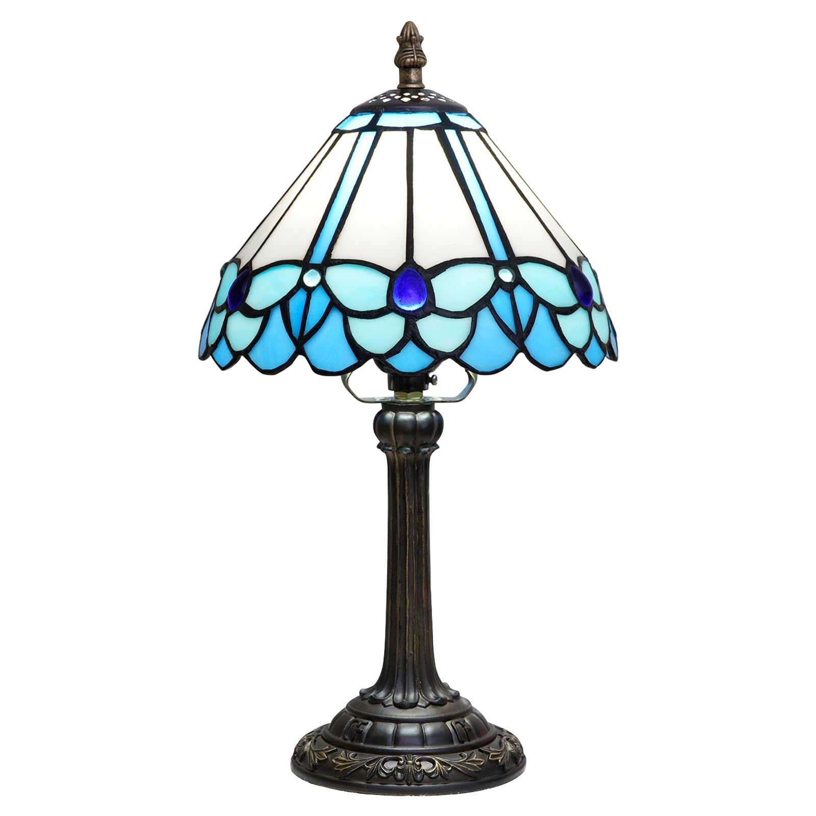 Tiffany Lamp Little Blue Butterfly Style Stained Glass Reading Lamp 8X8X14 Inch Bedroom Bedside Nightstand Night Light Home Offi