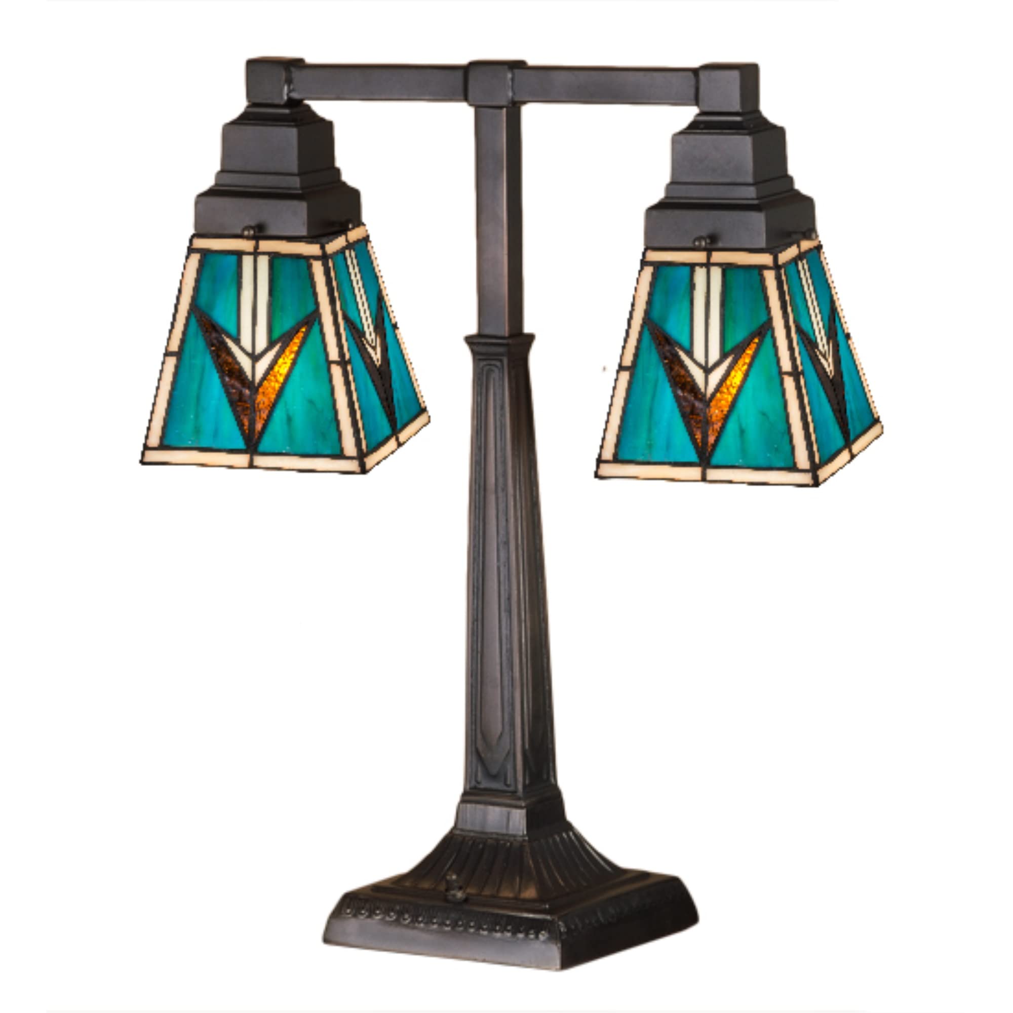 Meyda 48200 20 Inch H Comanche Mission 2 Lt Desk Lamp Table Lamps
