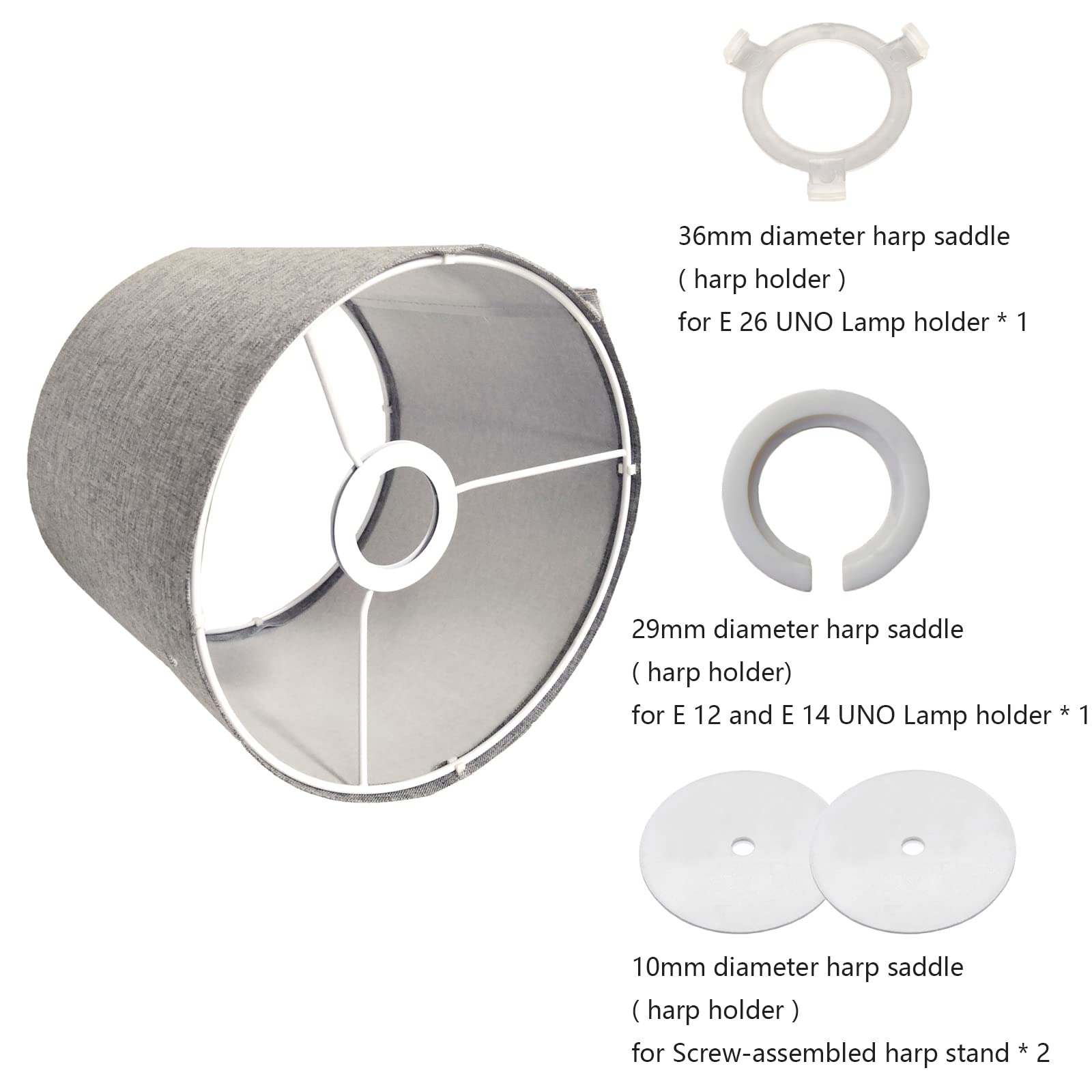 Cloth Lamp Shade Round Lamp Small Drum Lamp Shades Fabric Lampshades Barrel Lamp Shades For Table Lamps Floor Lamps (Light Grey)