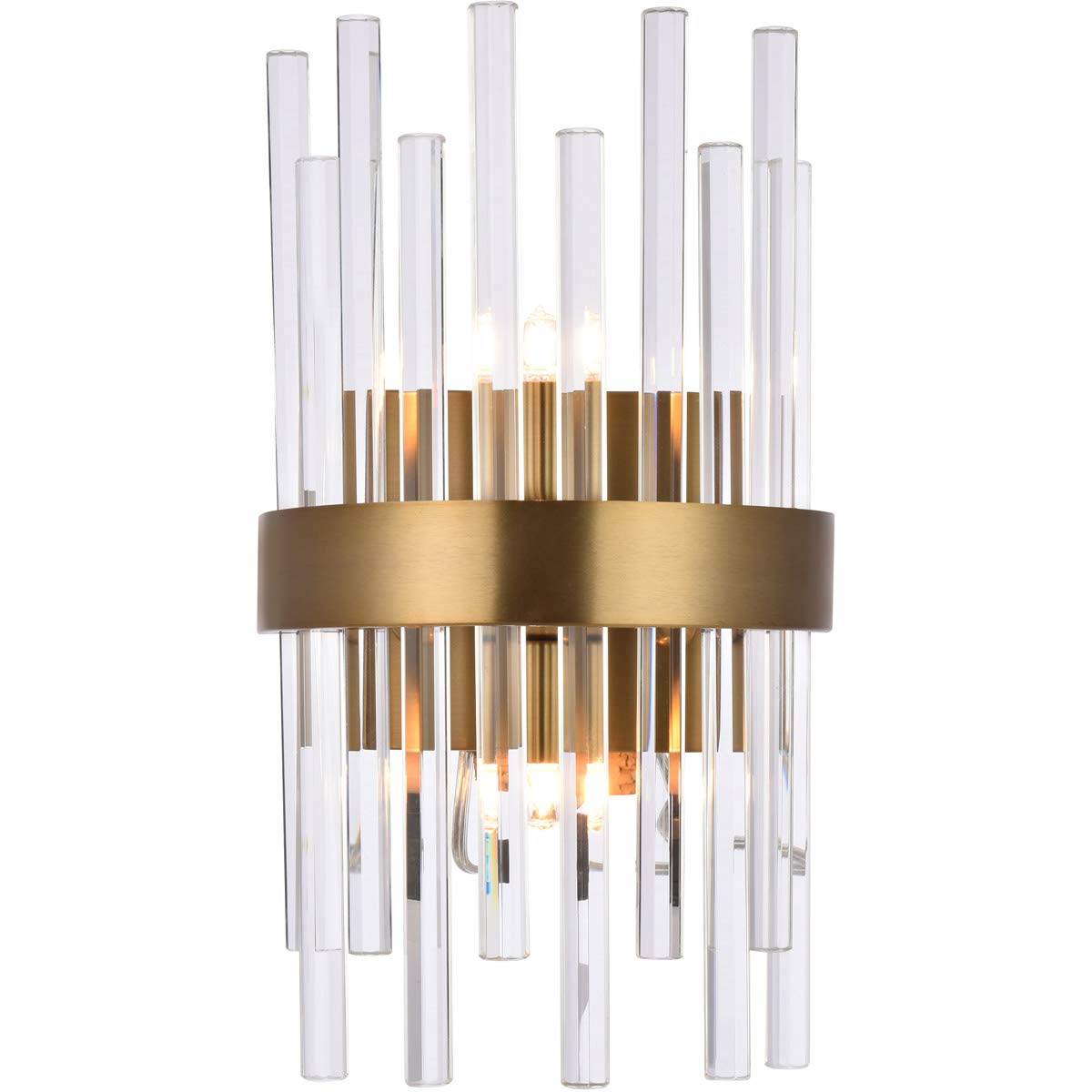 Elegant Lighting Gold & Clear Wall Sconce, Modern 2 Light Fixture With Royal Cut Crystal