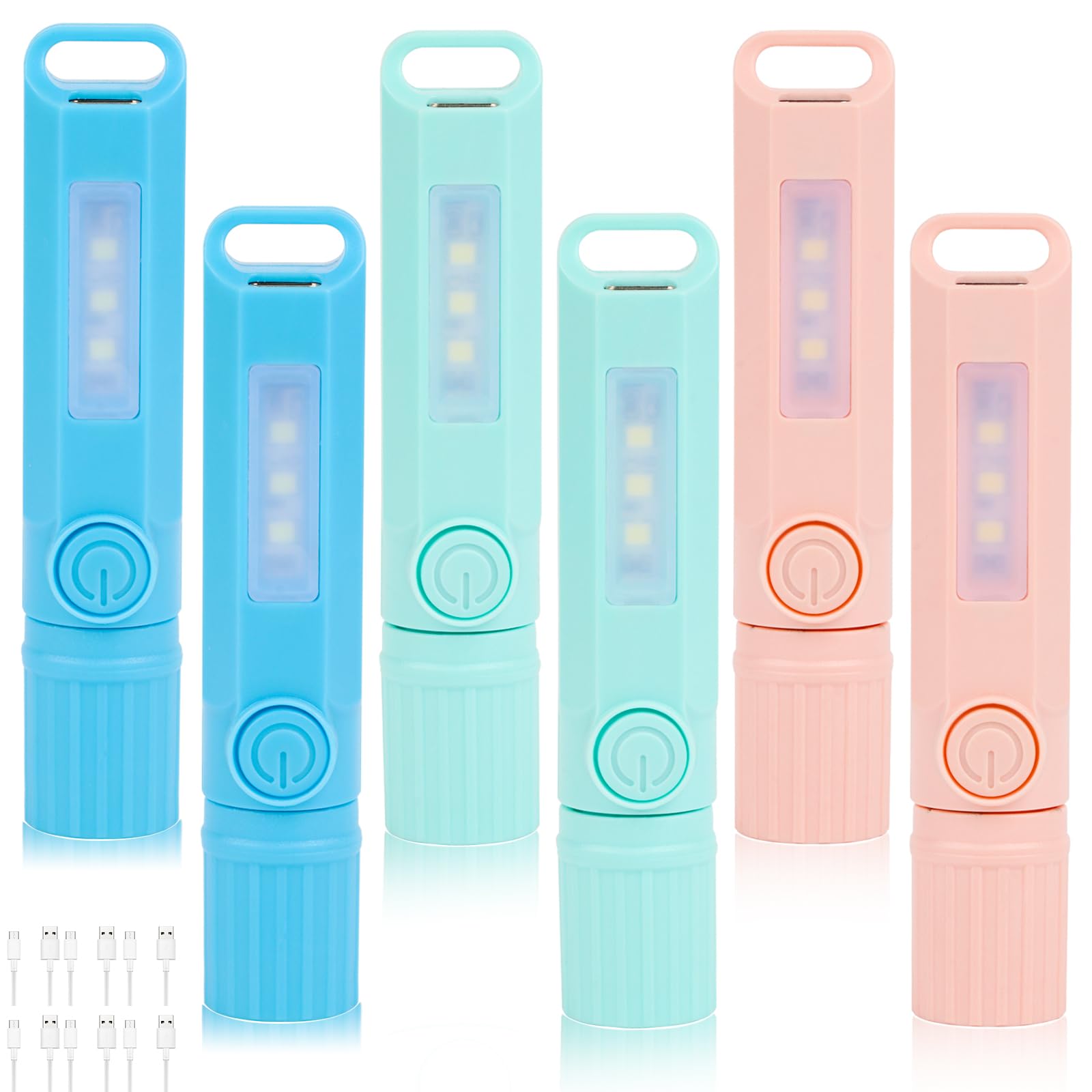 Hilngav 6 Pack Rechargeable Flashlights Usb C Mini Led Flashlights, Camping Lantern Combo Flashlight, Ultralight Zoomable Flashlights, For Kids Gift, Camping, Hiking, Night Reading Etc (6 Pack)