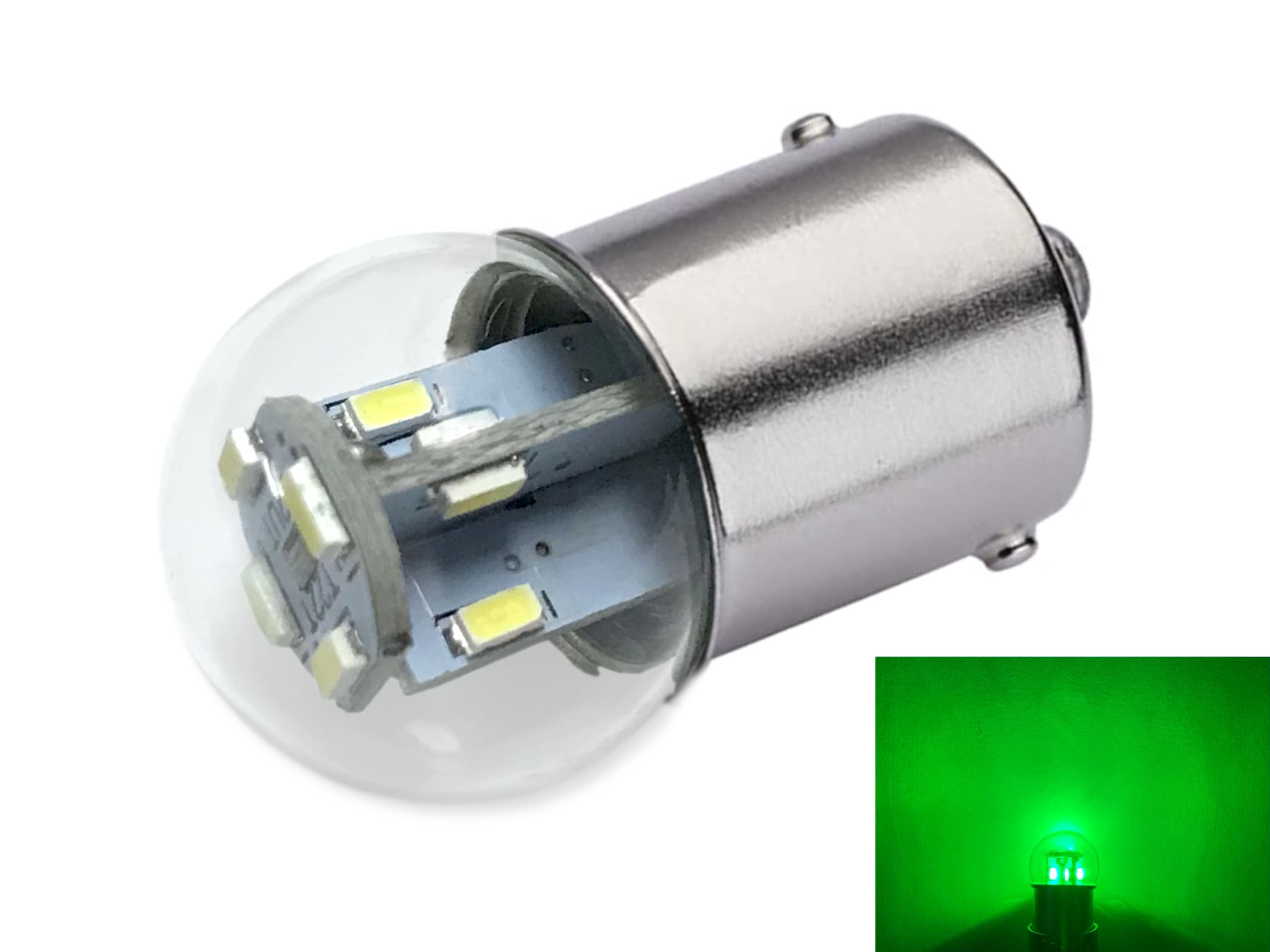 Aero-Lites Miniature Bulb LED Replacement 12/28V AC/DC BA15S Model AL-89 Green 1-Pack