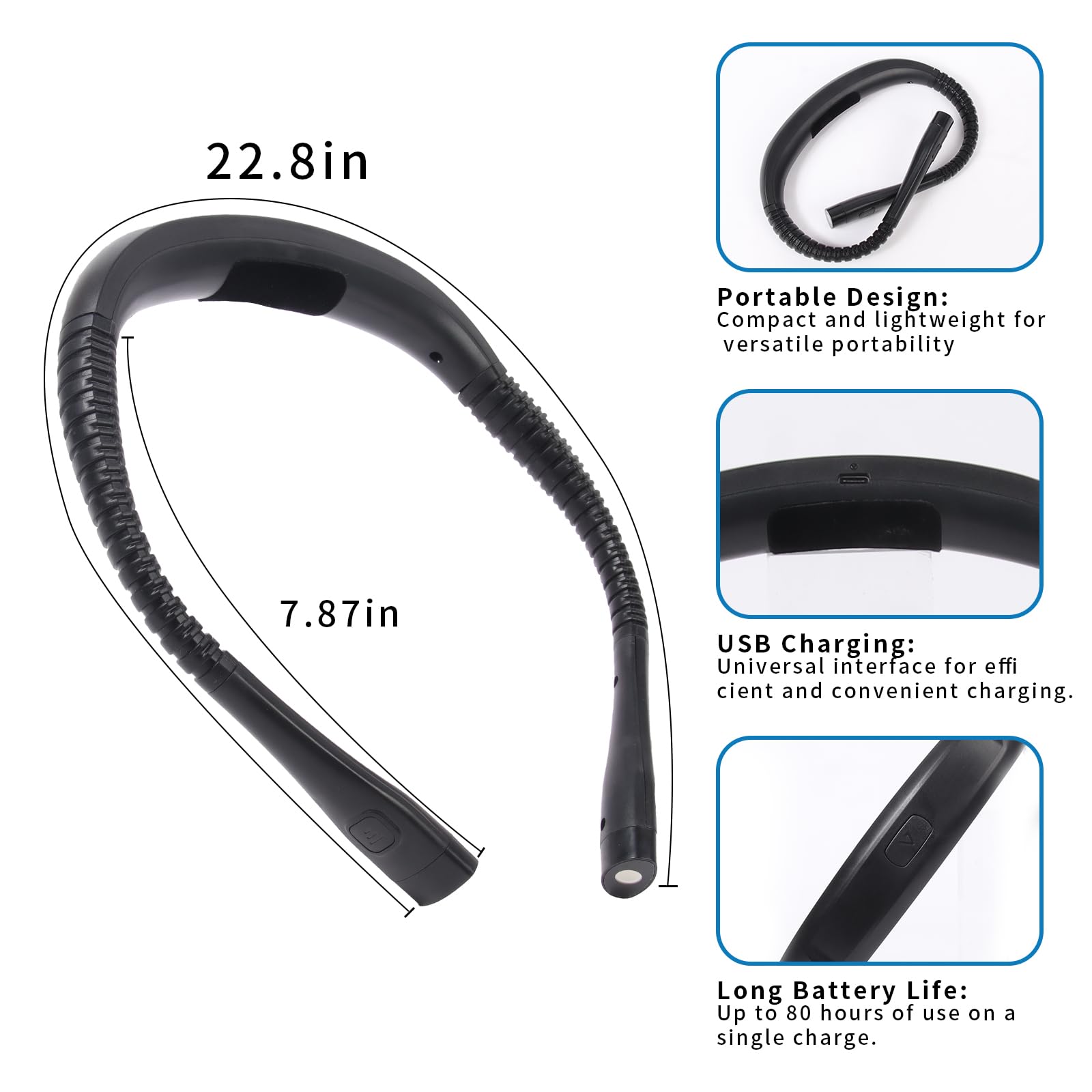Bsdgeclogy Book Light, 3-Color & 9-Brightness, Bendable Neck, Rechargeable, Classic Size, Black, Model BK-GBYDD-2ZLK-