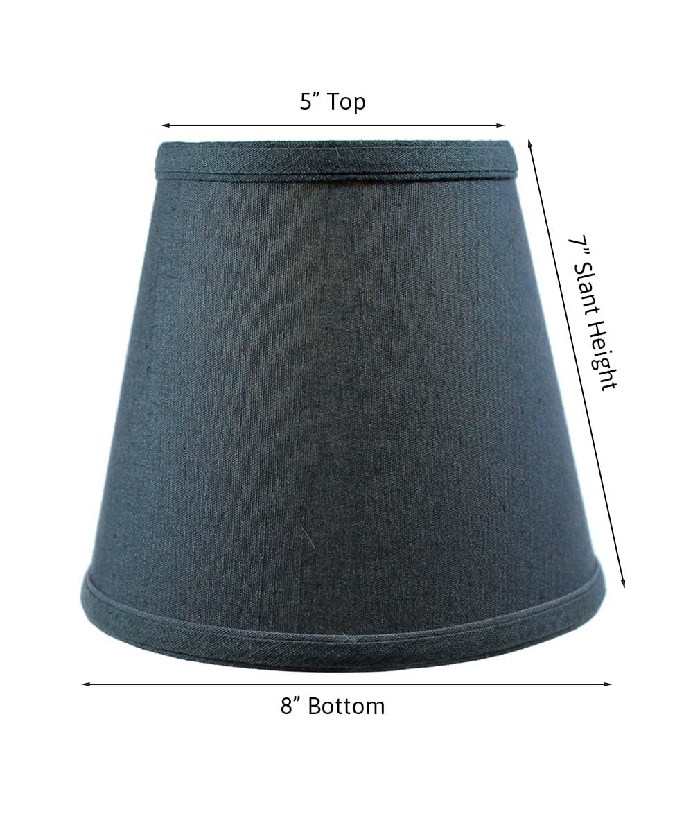 HomeConcept 5x8x7 Textured Slate Blue Hard Back Lampshade Clip On Fitter for Small Table & Desk Lamps