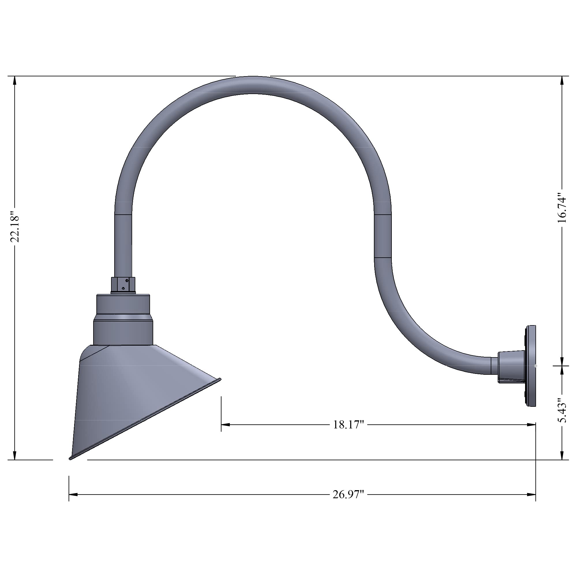 HTM LIGHTING SOLUTIONS Gooseneck Sign Light Fixture - 10in. White Angle Shade, 24in. Extension Arm, UL Listed, 2-Pack