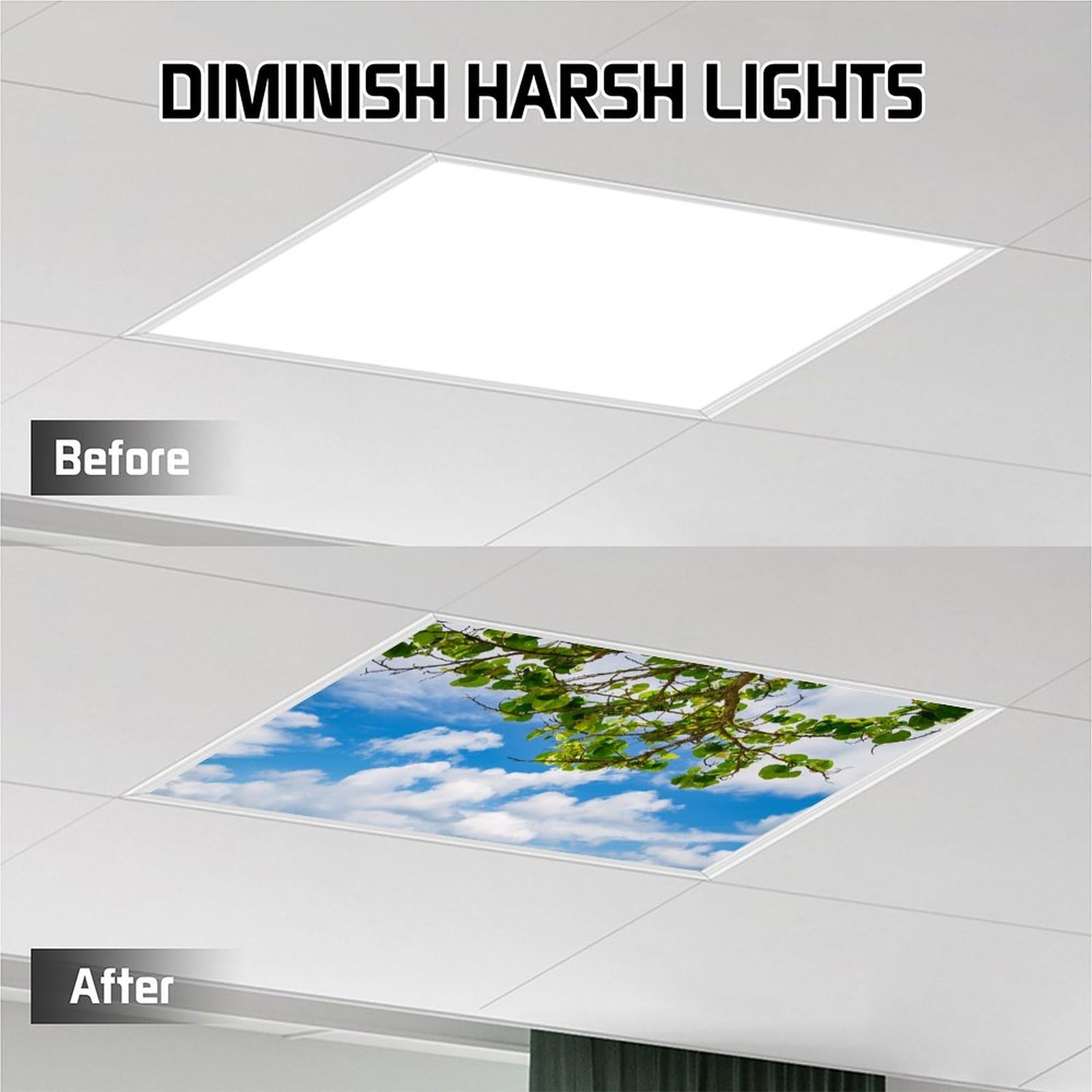Fluorescent Light Covers For Classroom Ceiling Lights Magnetic Light Covers Fluorescent Light Filters For School Home Office Drop Ceiling Lamp Decor Light Filters 4X2Feet(Cloud)