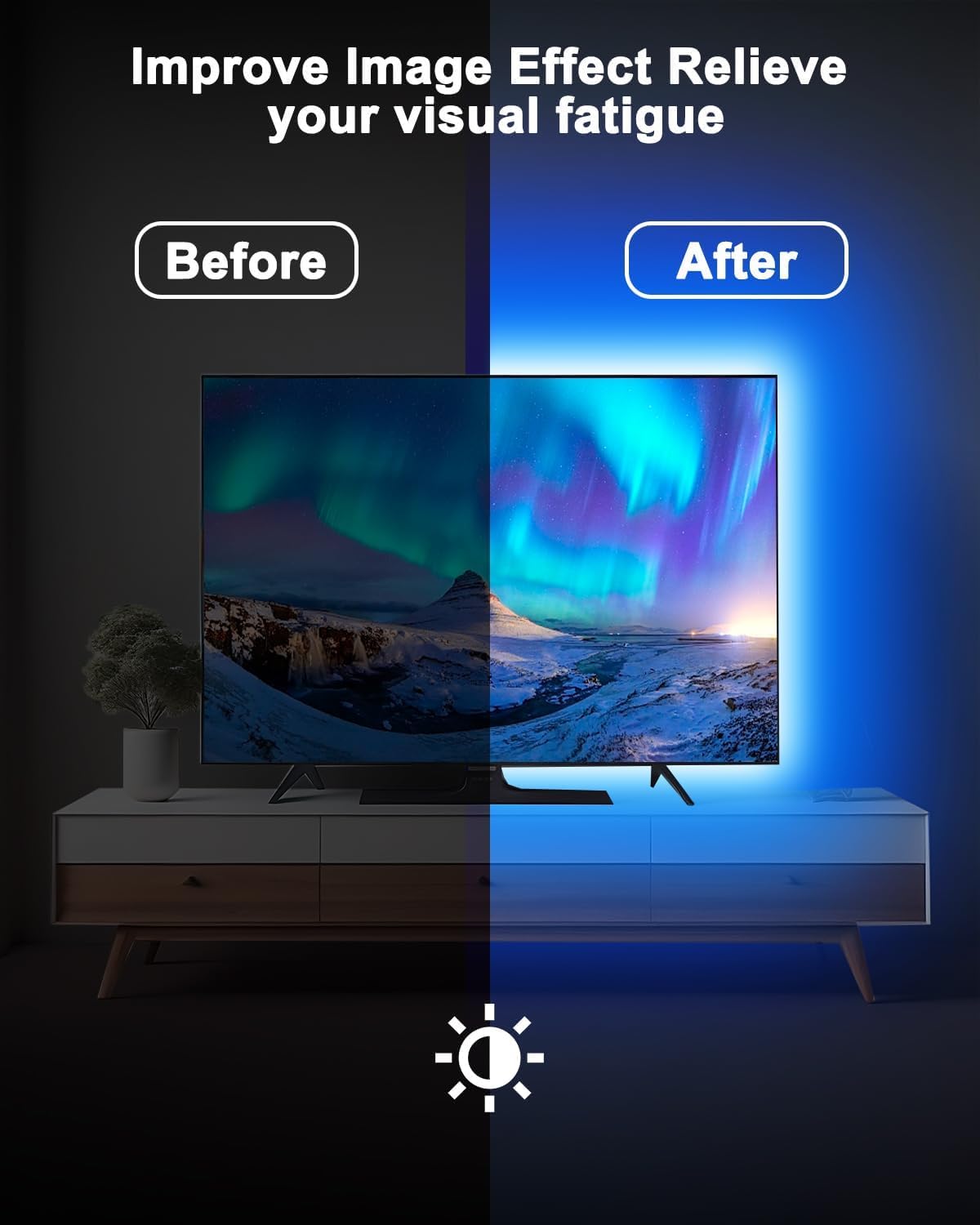 Led Lights For Tv, 9.8Ft Tv Led Backlight For 35-55 Inch, Rgb Color Changing Strip Lights Behind Tv, Music Sync Bluetooth App An