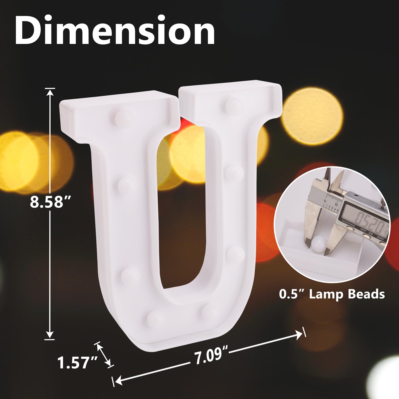 Led Marquee Sign Light Up Letters, Alphabet Light Up Letters Sign, Battery Powered Led Letter Lights For Night Light, Wedding, Birthday, Party, Christmas Or Home Decor (Letter U)