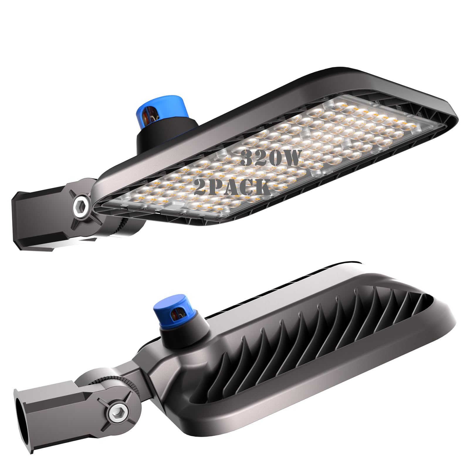 ACOHOOK 320W LED Parking Lot Lights (48000lm Eqv 1200W HPS) Slipfitter Mount Commercial Area Lighting Smart Photocell 6KV SPD IP