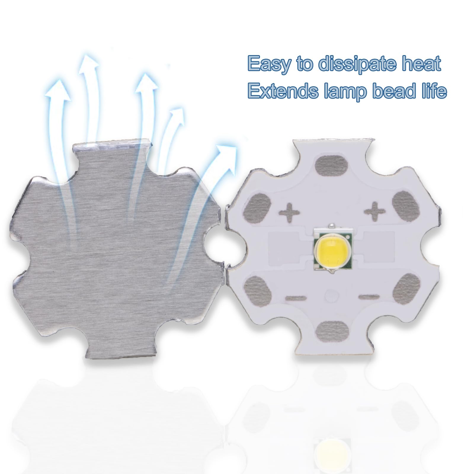 Ledguhon 5Pcs 3W White 3535 Smd High Power Led Chip With Aluminum Plate 20Mm Star Pcb Base Heat Sink Led Chip Replacement(120Deg