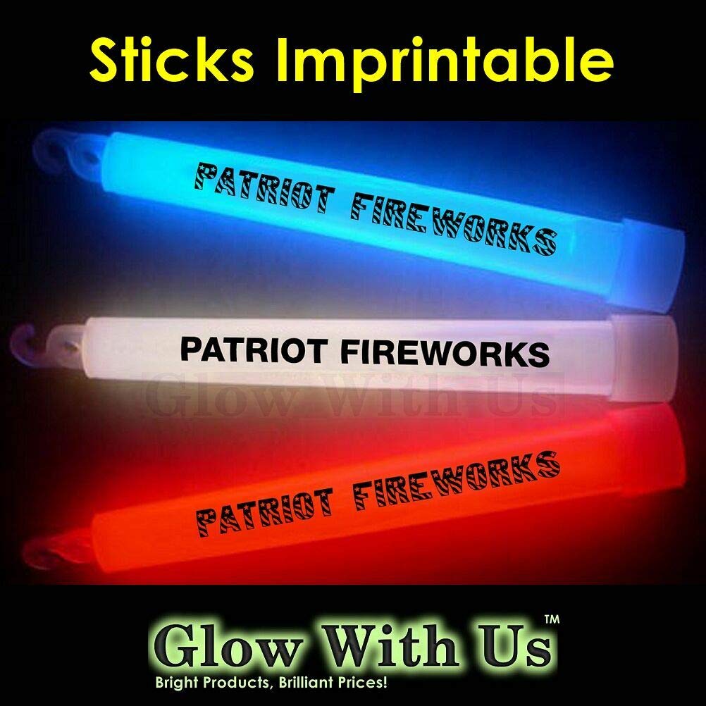 Glow Sticks Bulk Wholesale, 1200 6    Industrial Grade Light Sticks, Bright Red/White/Blue Patriotic Colors, Glow 12-14 Hrs, Glo